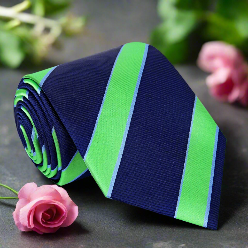 Close-up of Regentis stripe silk necktie for formal events