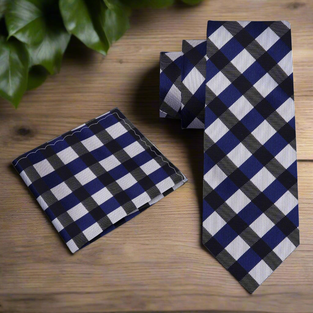 Corthaven silk tie styled with a white dress shirt for a classic formal look.