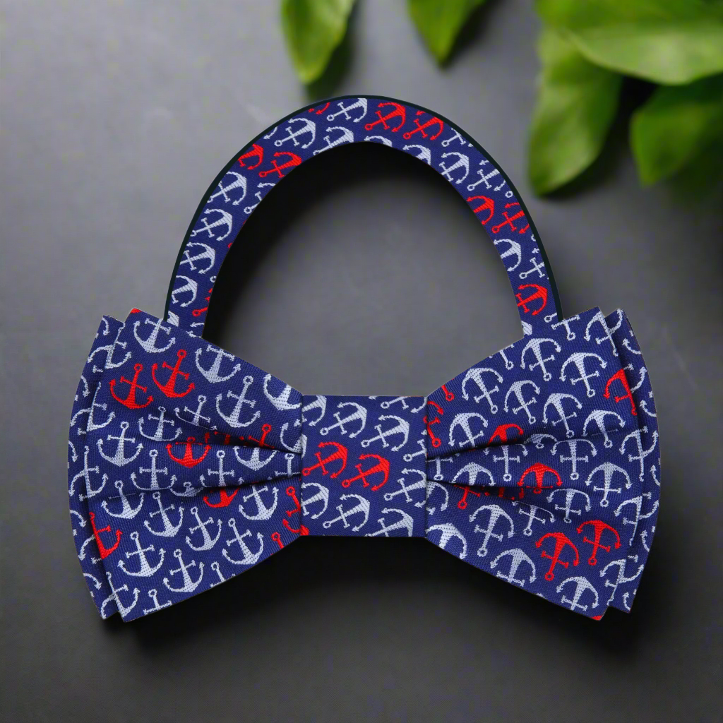 Nautical accessories showcased with the Anchor Bow Tie at a summer party.