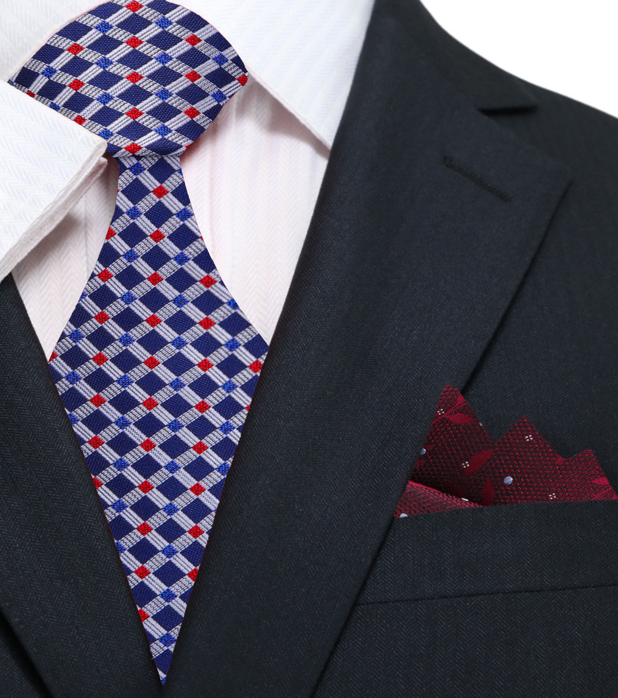Close-up of the plaid pattern on the Classic Elegance Silk Tie, highlighting its premium silk finish.