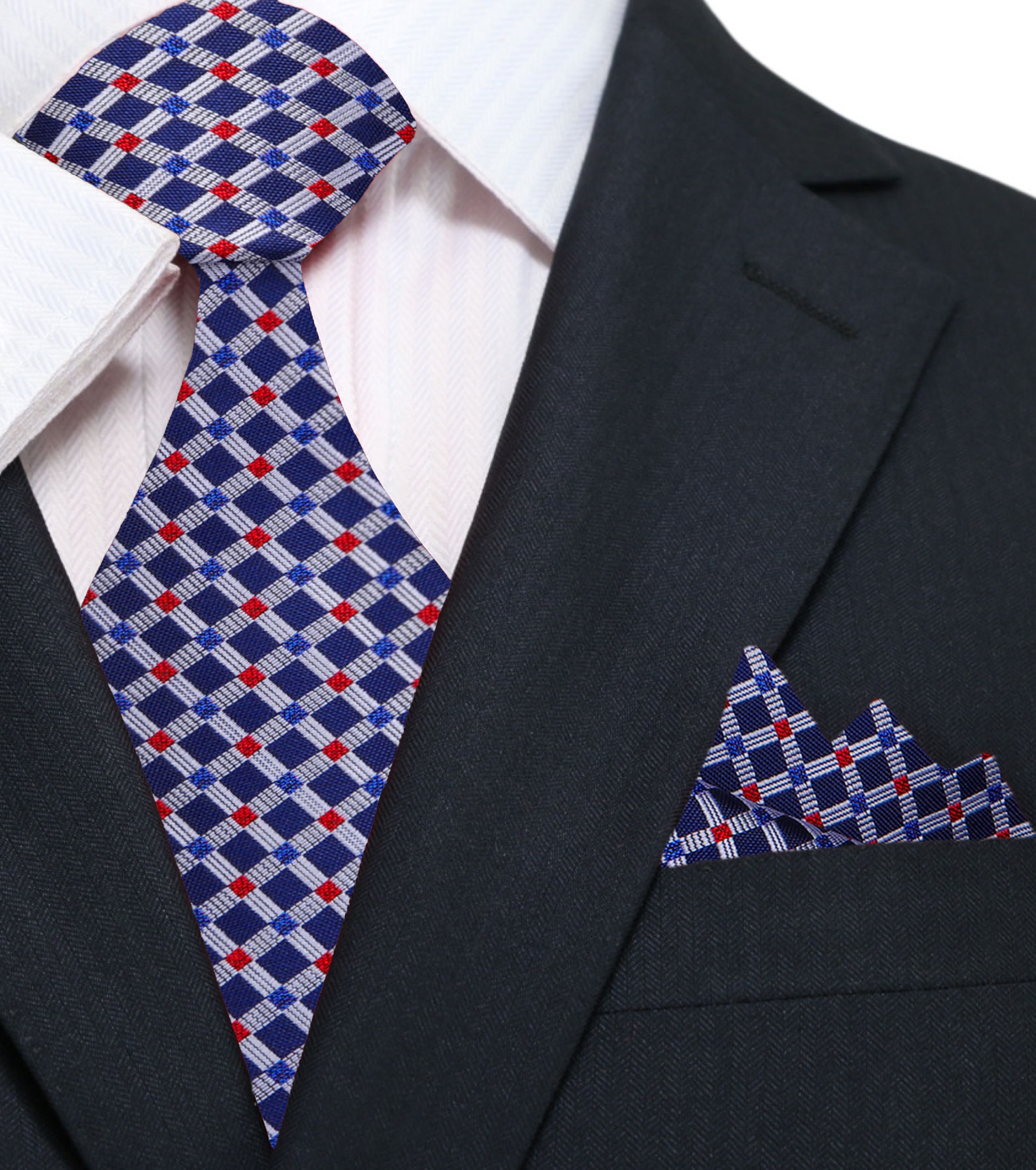 Close-up of the plaid pattern on the Classic Elegance Silk Tie, highlighting its premium silk finish.