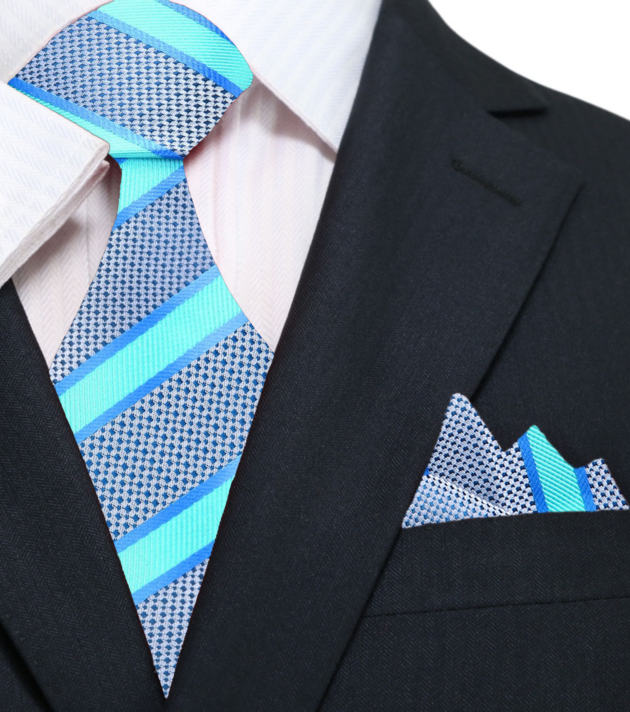 Man wearing the striped silk tie with a navy suit at a formal event