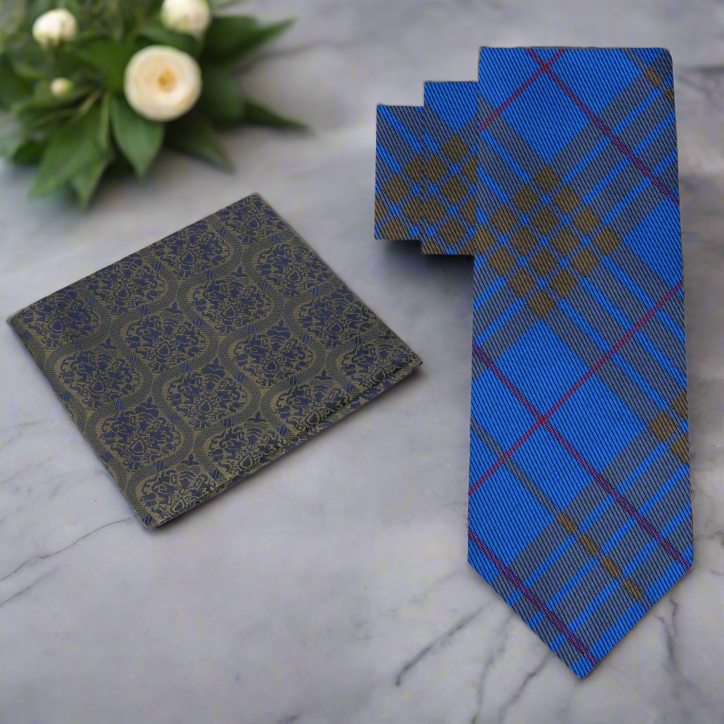 Detail shot of the tie paired with a light grey shirt, highlighting its versatility.