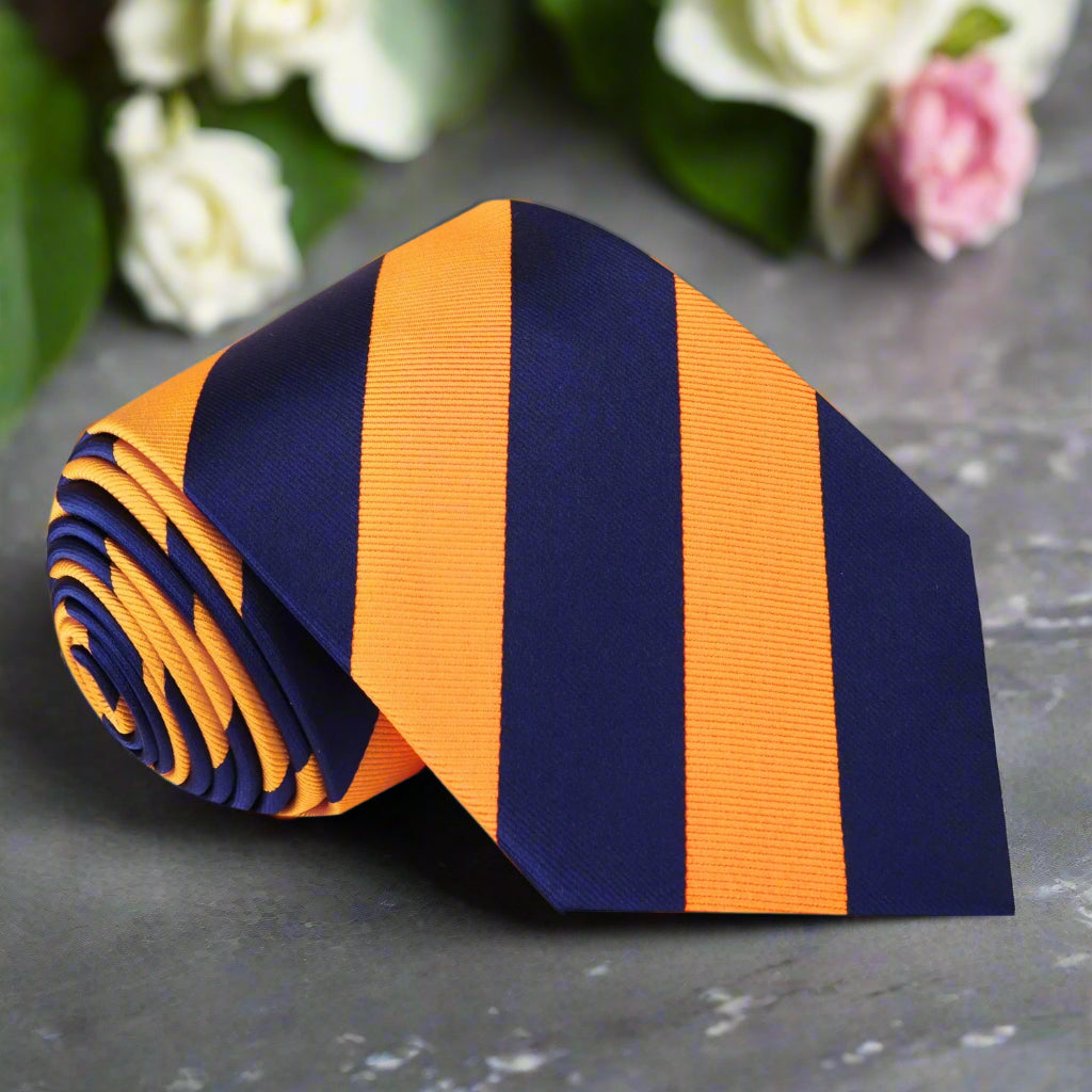 Detailed shot of the Braythorne necktie paired with a white dress shirt, demonstrating its striking contrast.