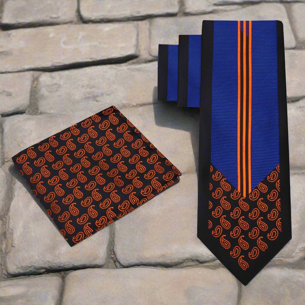 Men wearing a silk tie with a luxury pocket square for wedding elegance