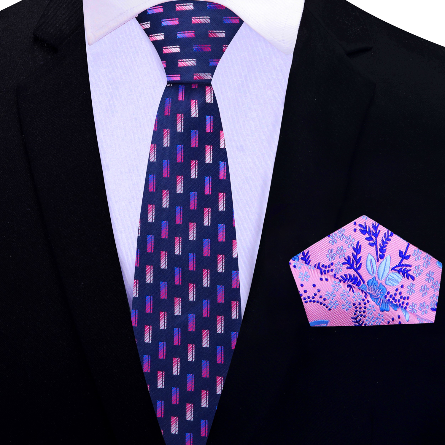 Wisteria Silk Tie styled with a light pink dress shirt, perfect for spring weddings and formal events.