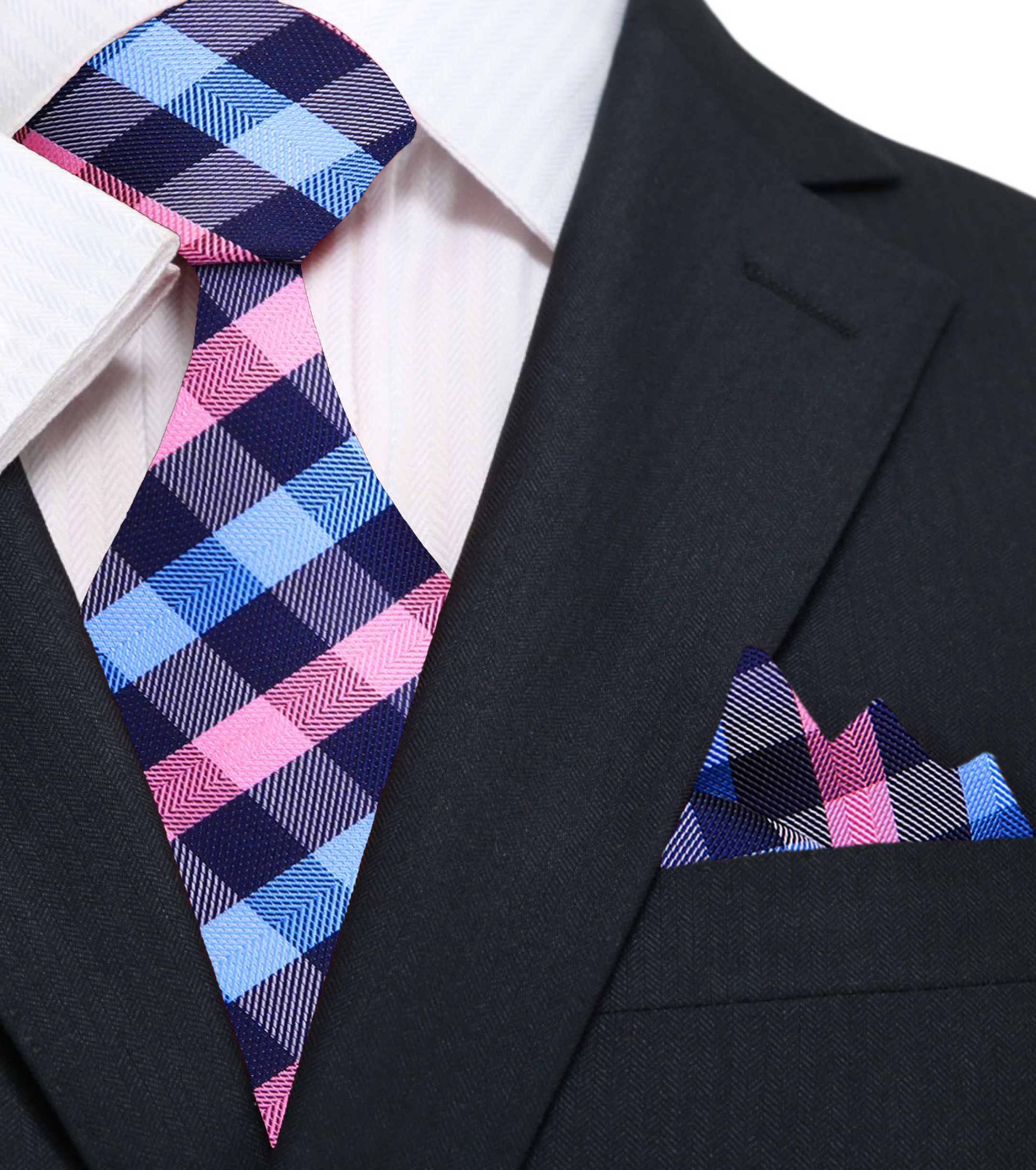 Close-up of the silk texture of the stylish necktie, highlighting its quality.