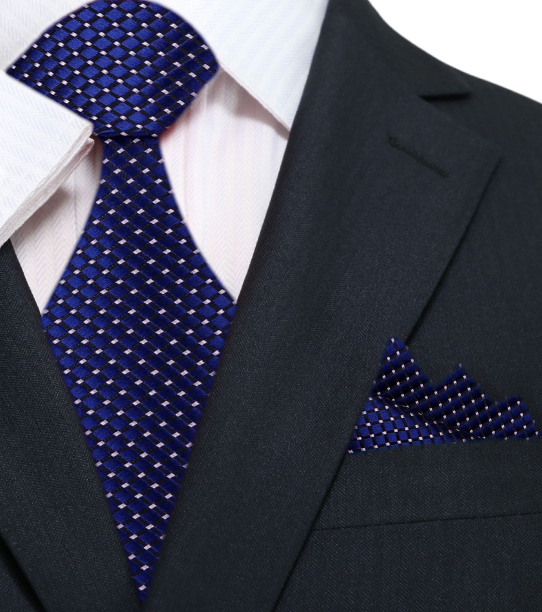 Close-up of metallic geometric silk necktie showcasing intricate pattern and sheen