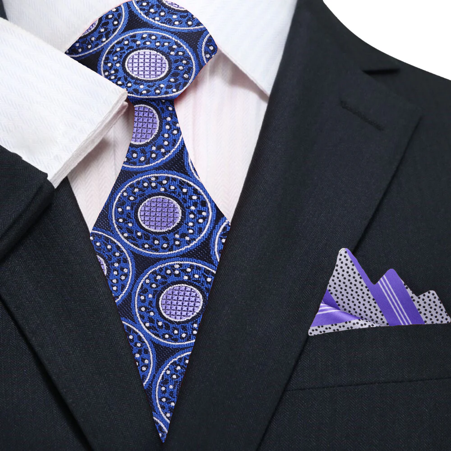 Close-up view of the sprinkled donuts silk necktie, showcasing its vibrant colors and playful design.