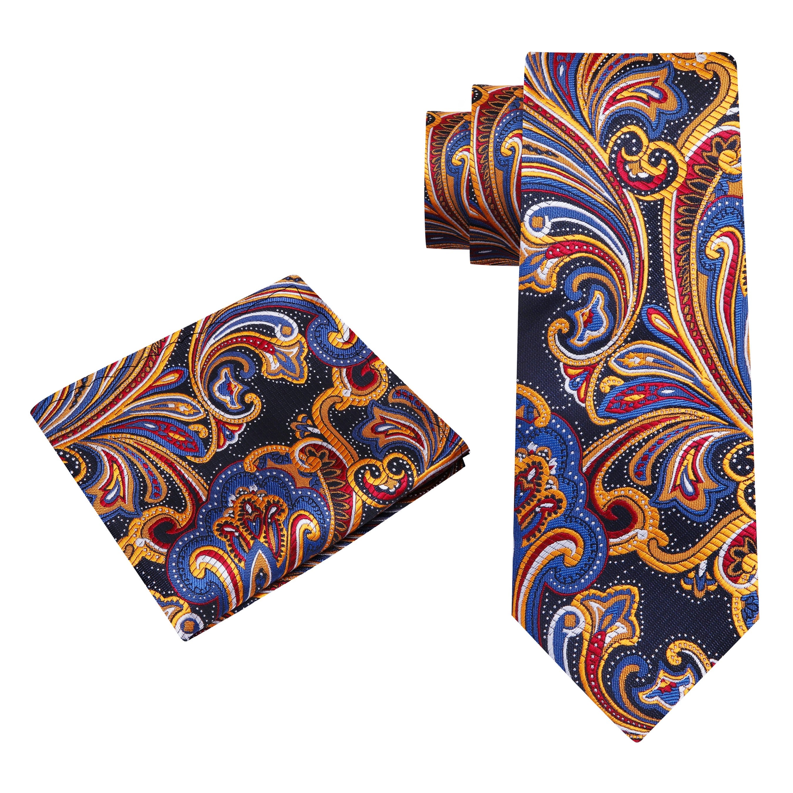 Close-up of the orange paisley silk necktie for children, showcasing its luxurious texture.