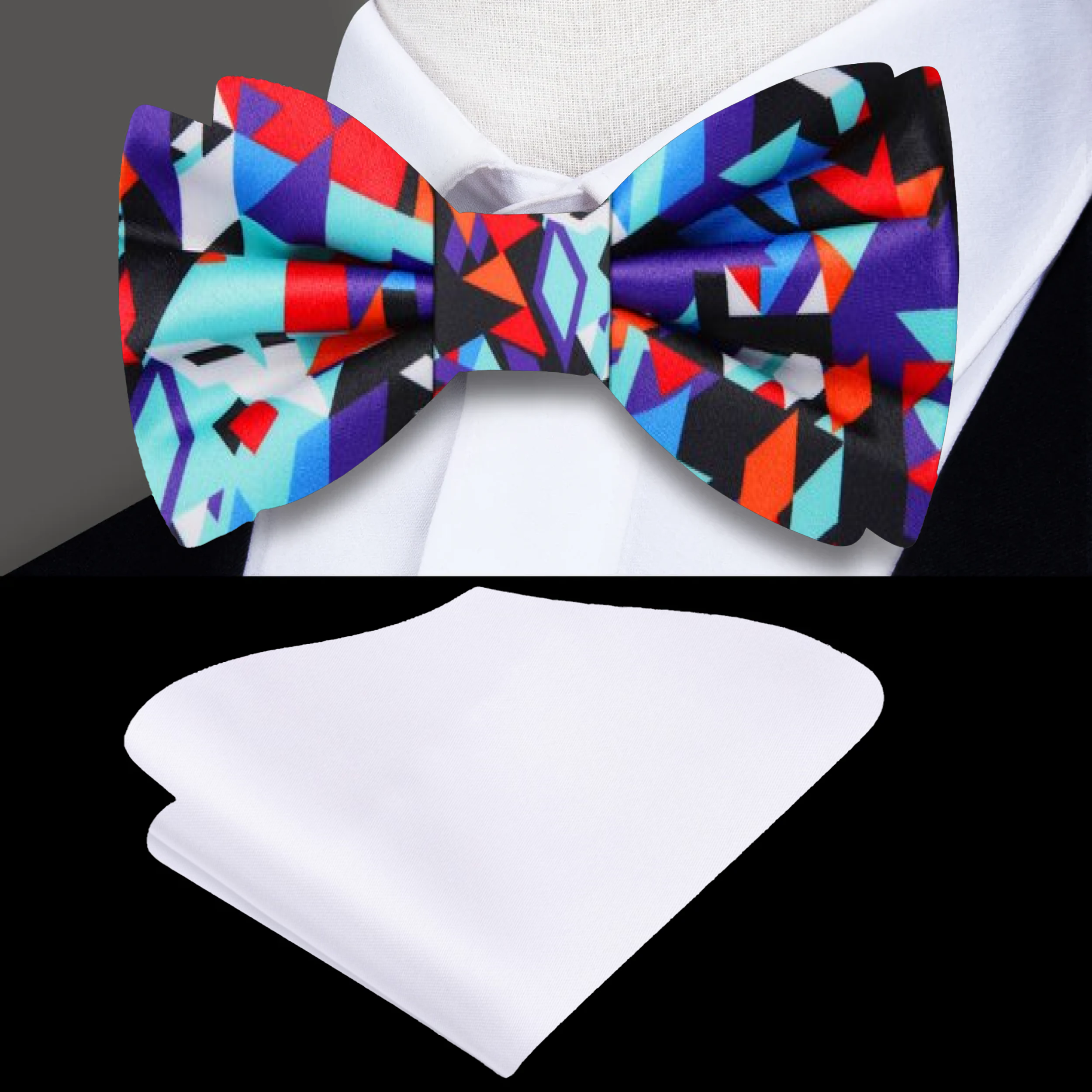 Silk bow tie paired with a classic white dress shirt for a sophisticated look