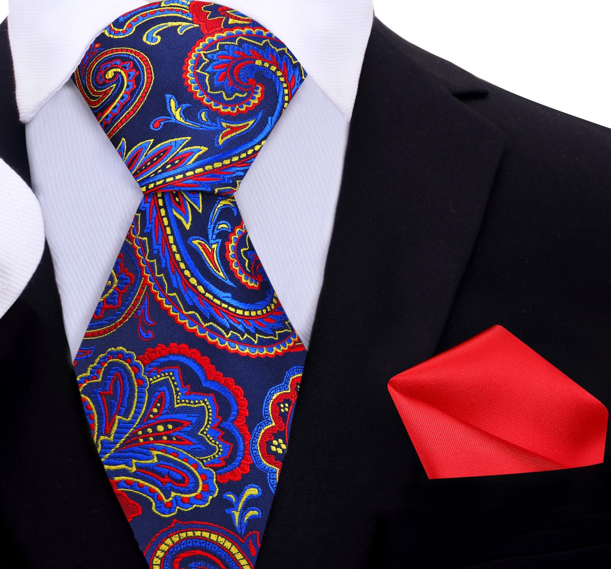 Detail shot of the silk fabric and intricate paisley design on the tie