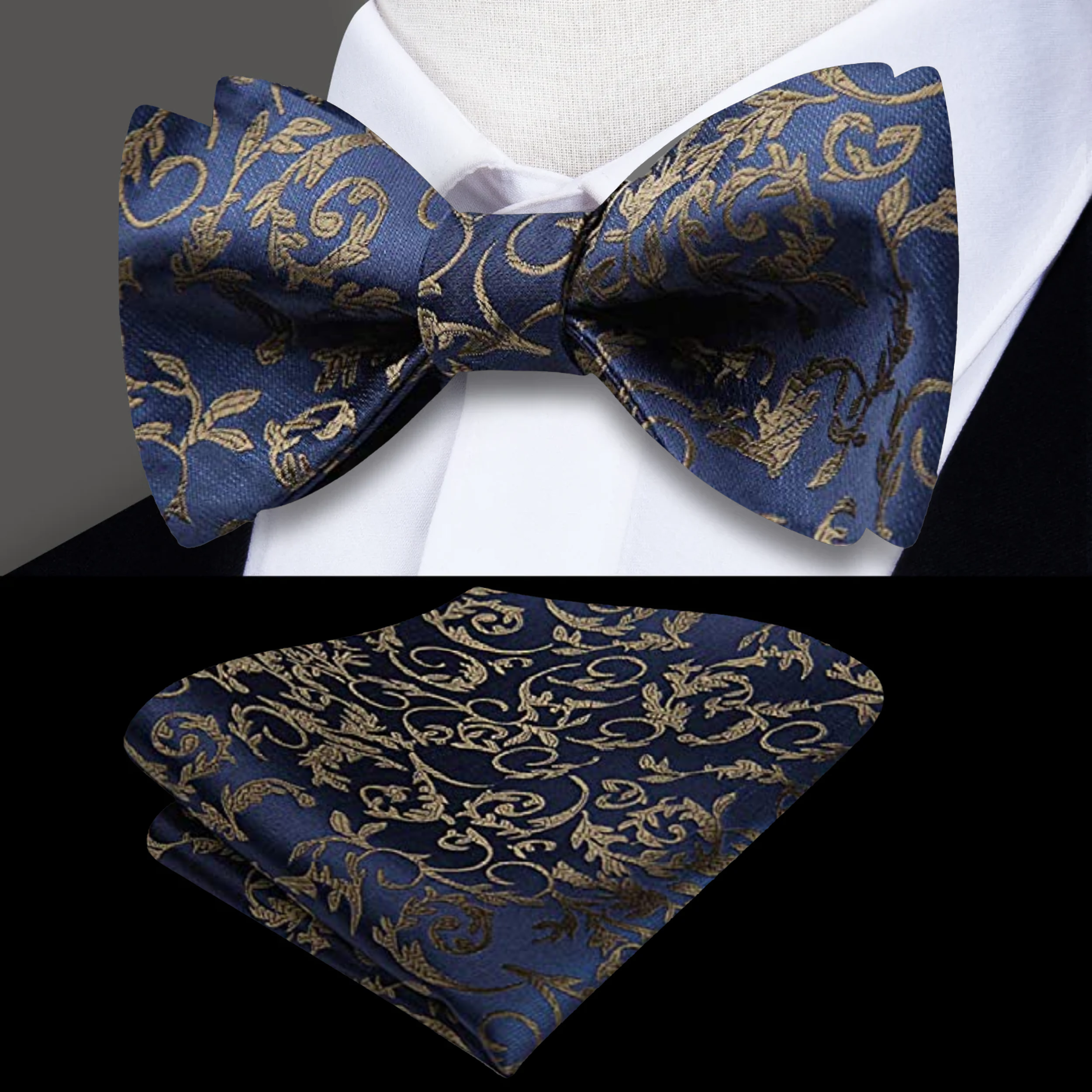 Self tie bow tie with floral design, perfect for weddings