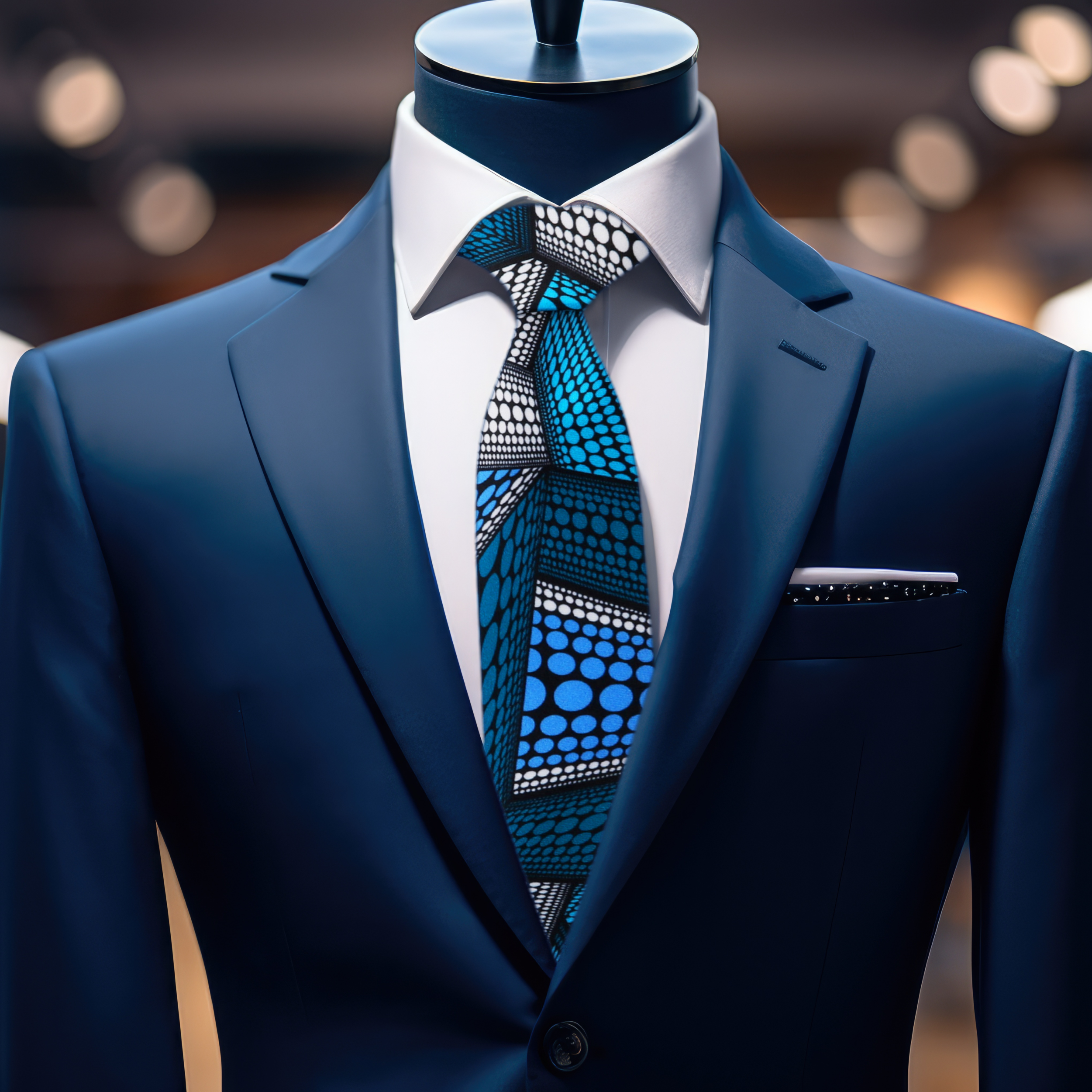 Kente tie worn with a crisp white shirt, perfect for formal occasions.