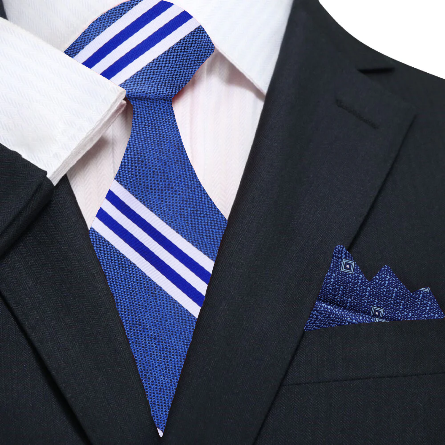 Display of the Double Play Stripe Necktie in various color options including light yellow and blue.