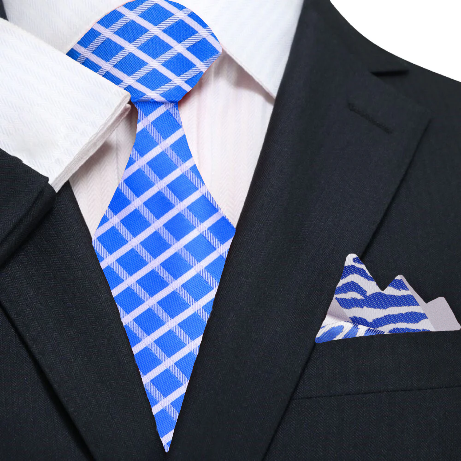 Man wearing a stylish silk necktie with geometric diamonds pattern at a business meeting