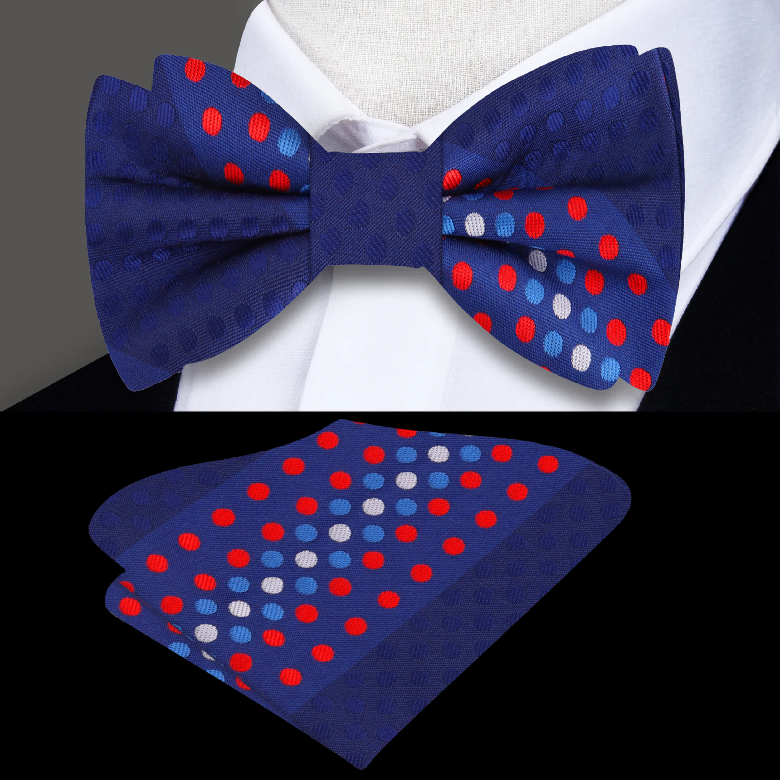 Silk bow tie paired with a crisp white dress shirt for a formal look.