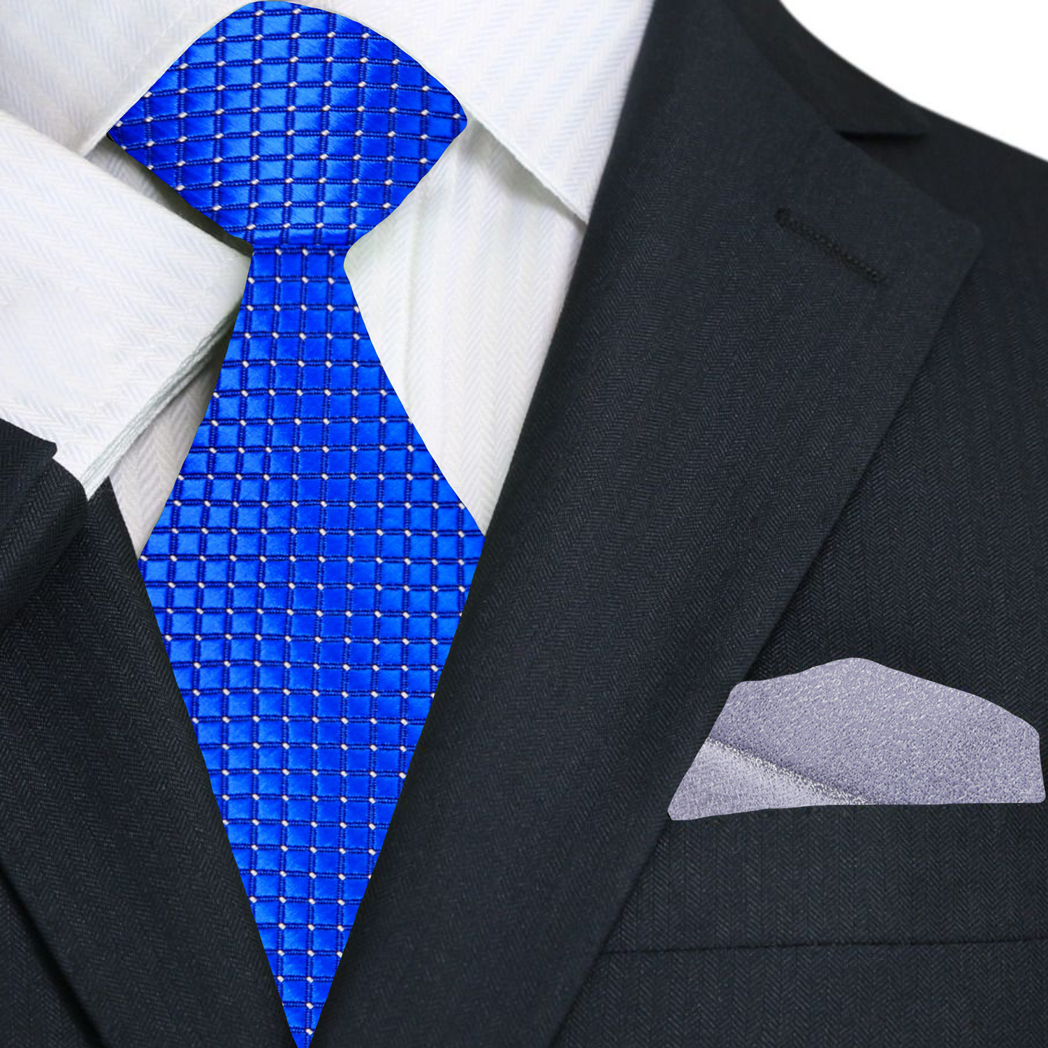 Man wearing a classic blue tie with navy suit during a business meeting