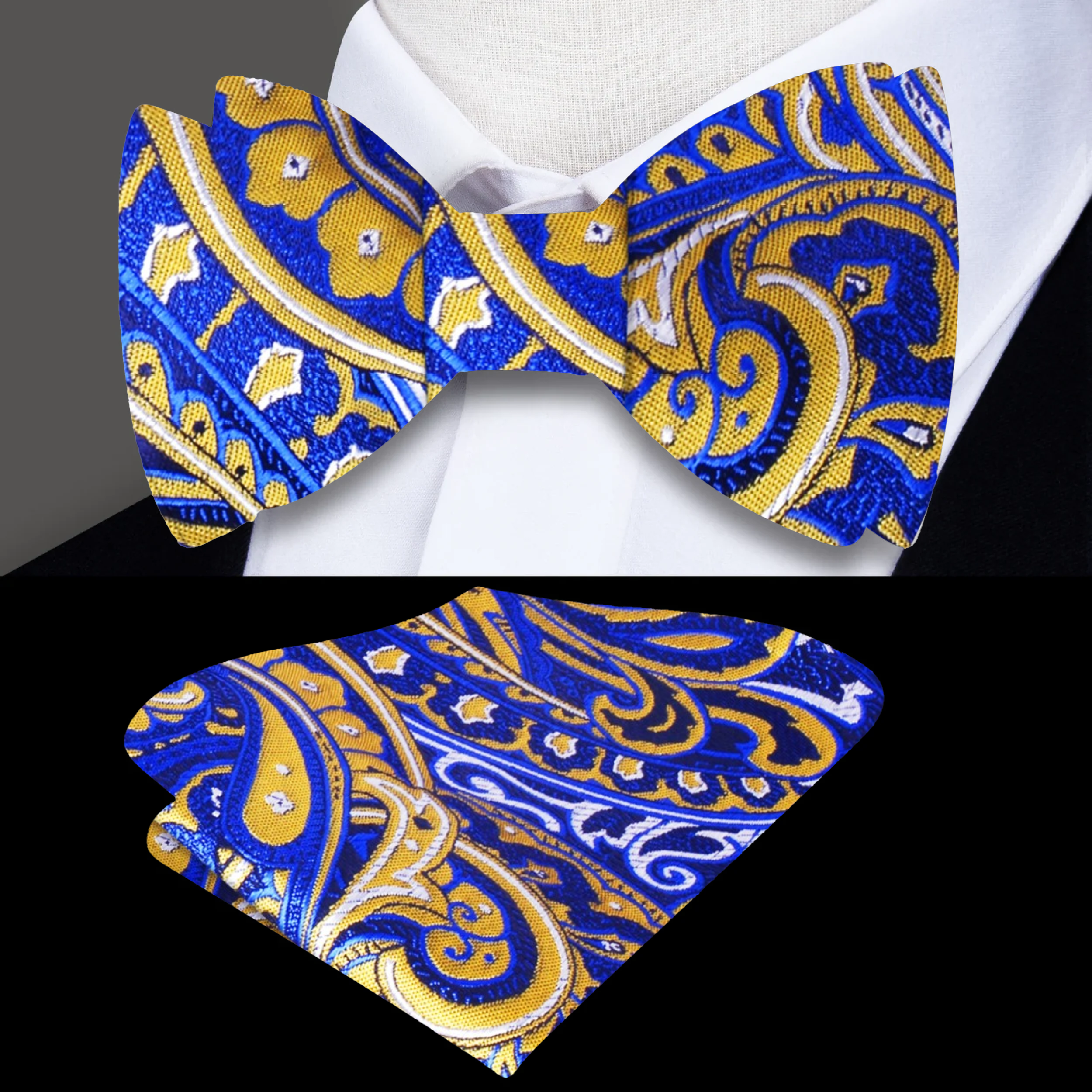 Elegant silk bow tie styled with dress shirt and suit for formal event