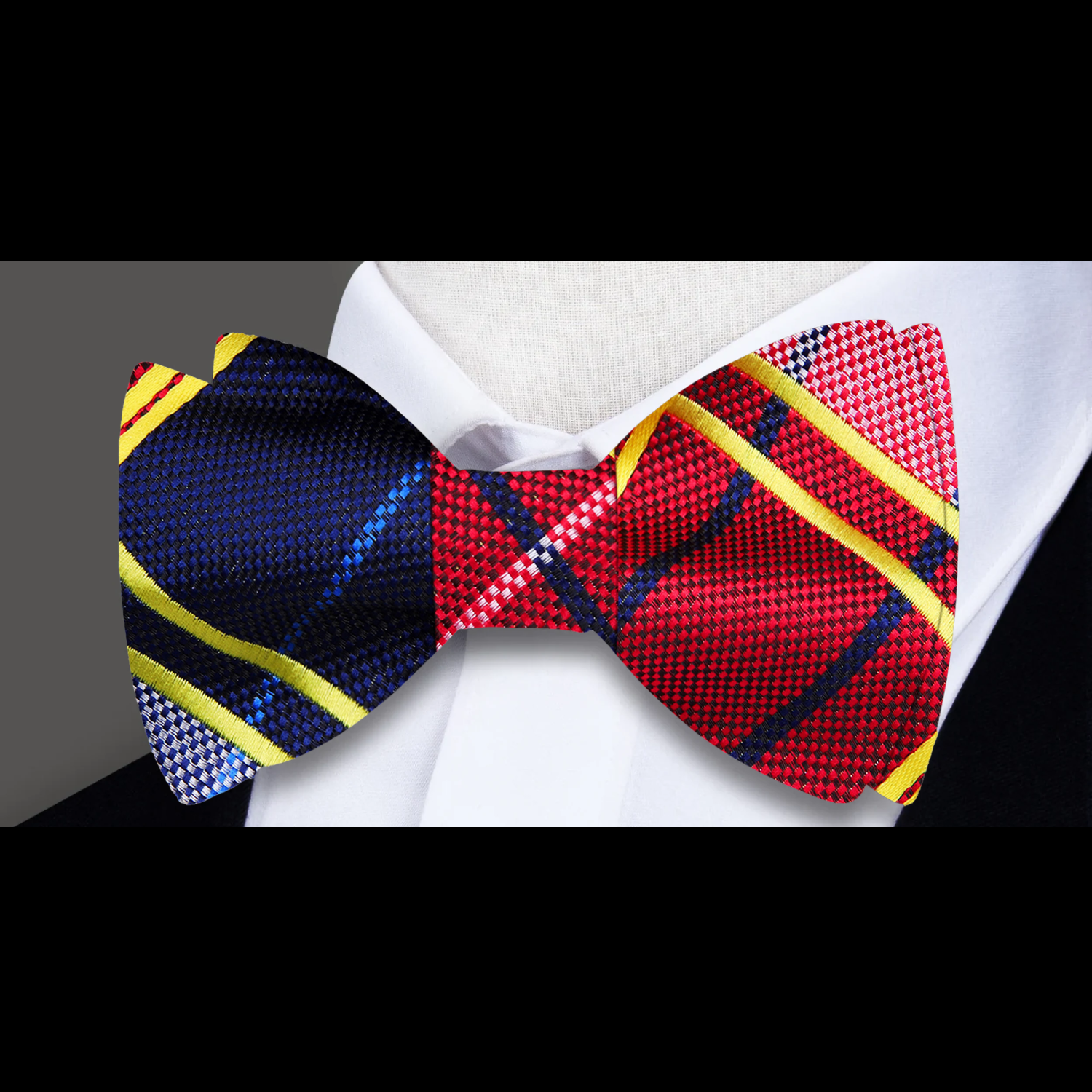 Elegant plaid bow tie styled with white dress shirt for formal occasion