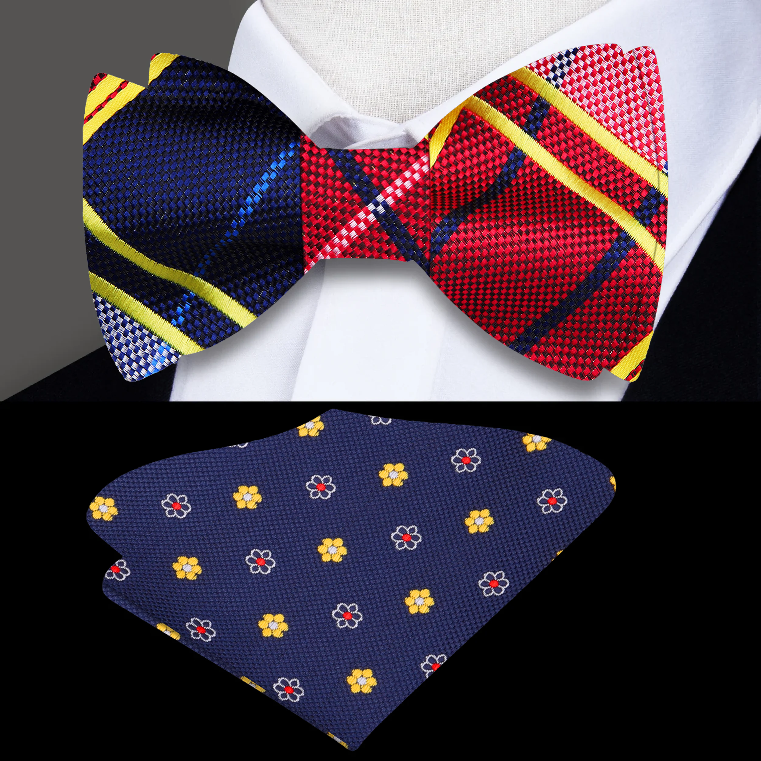 Elegant plaid bow tie styled with white dress shirt for formal occasion