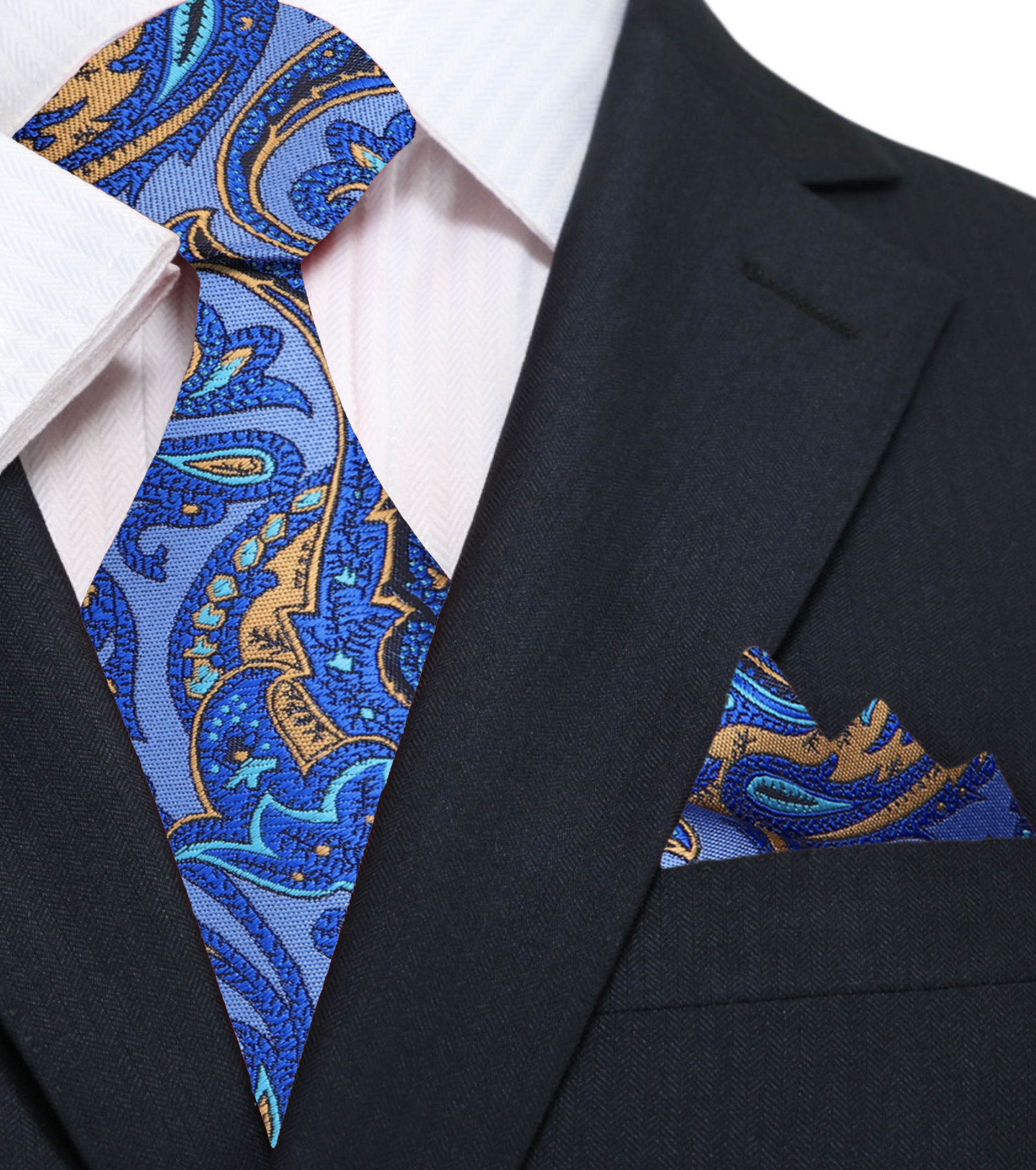 Men wearing paisley silk tie at wedding reception