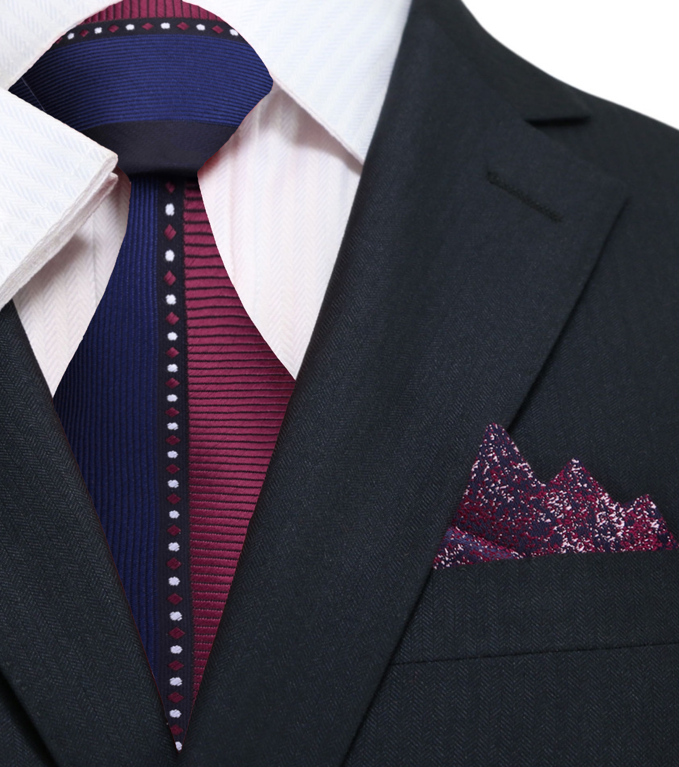 Front view of elegant mens silk necktie with dual-tone green and grey shades
