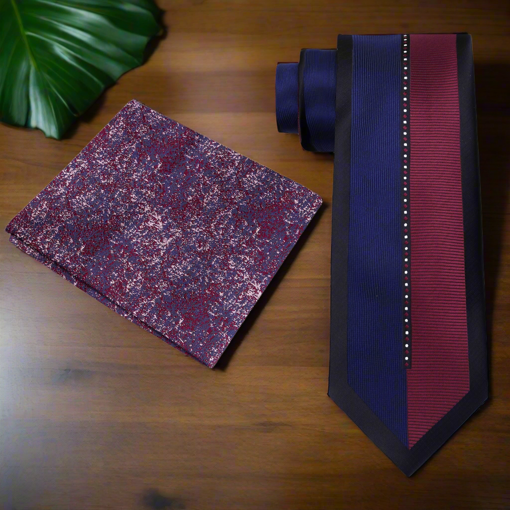 Man wearing a formal silk tie with intricate pattern for a special event
