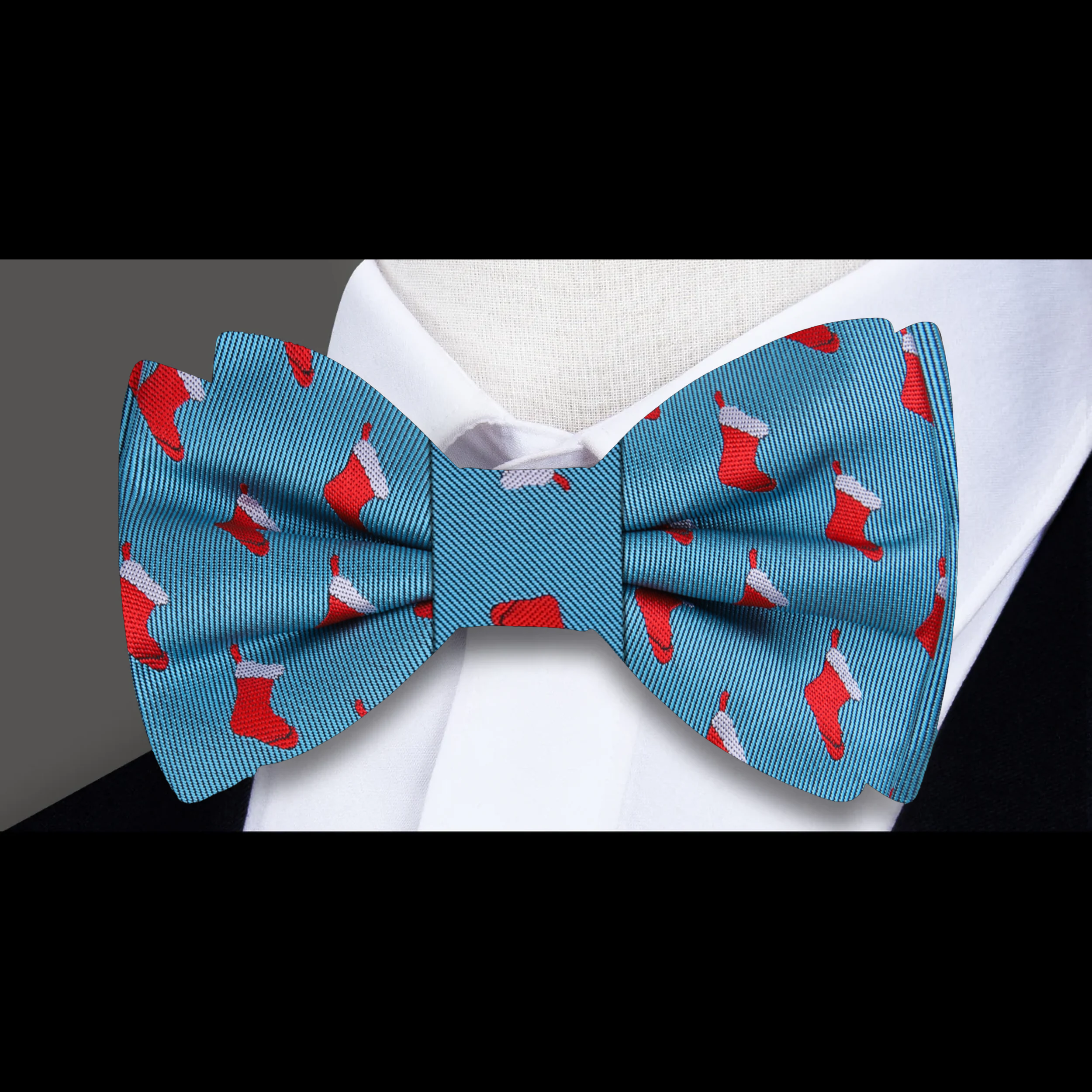 Styled with a white dress shirt for Christmas party look