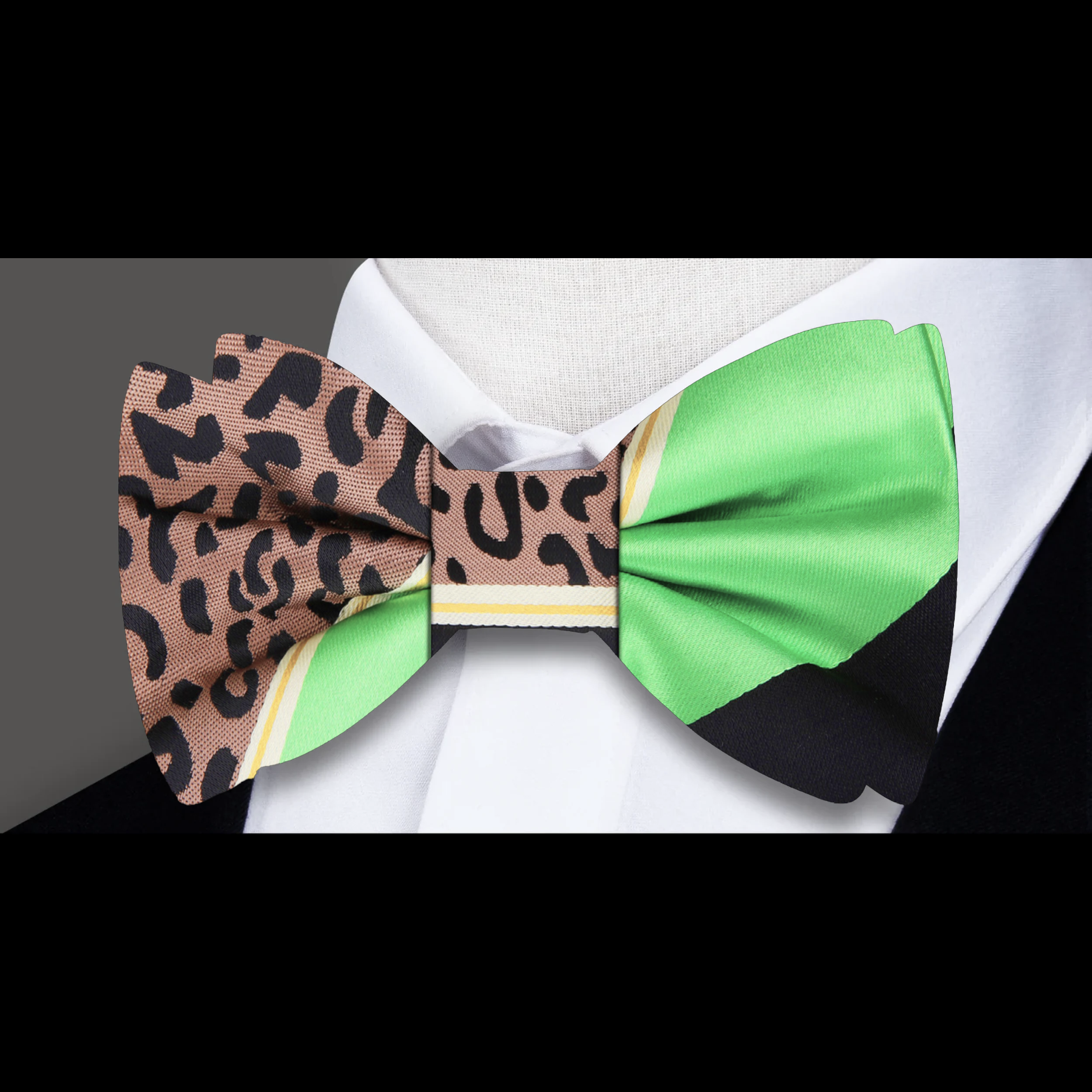 Mens black silk bow tie styled with formal shirt for special occasions
