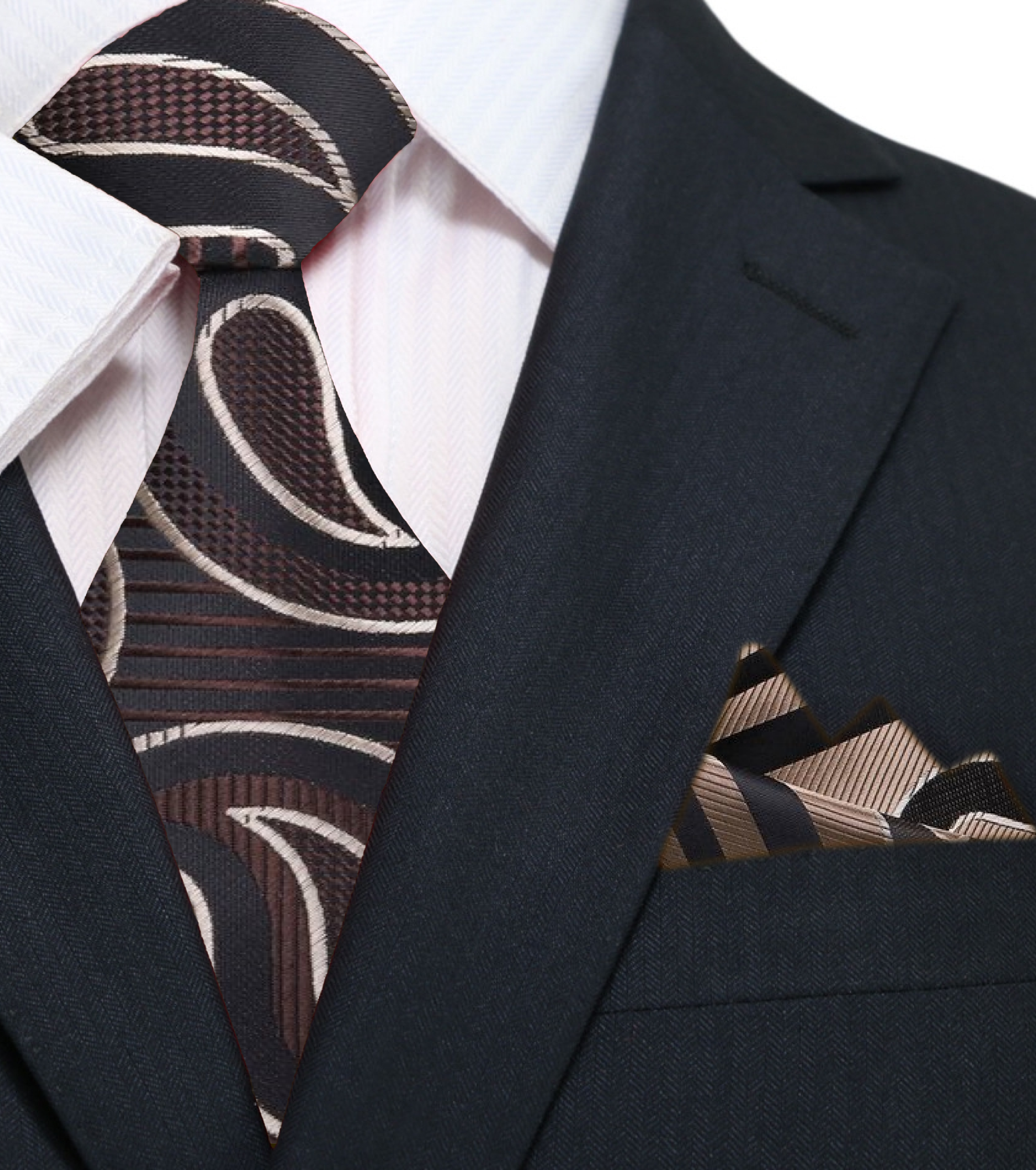 Elegant paisley silk necktie with intricate pattern in violet and gold for weddings