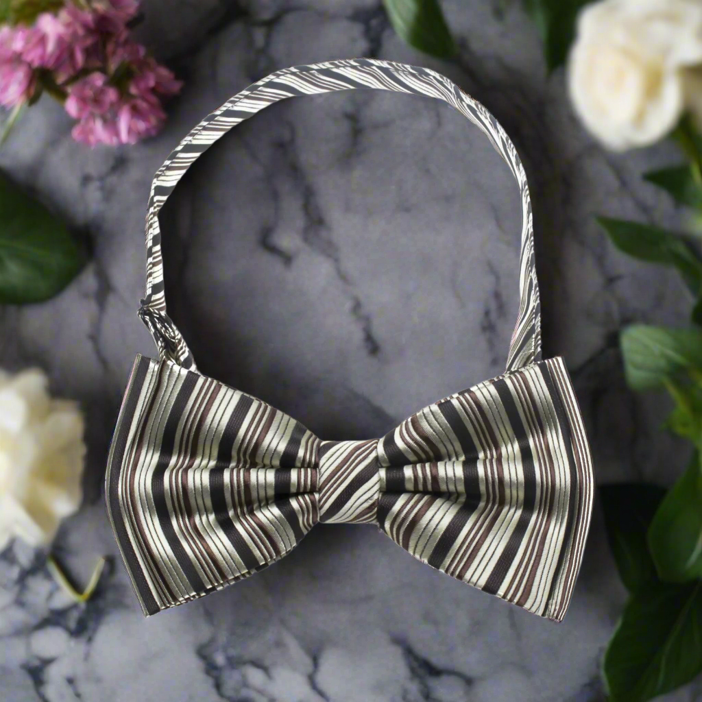 Elegant custom silk bow tie displayed on a formal shirt, showcasing its luxurious design.