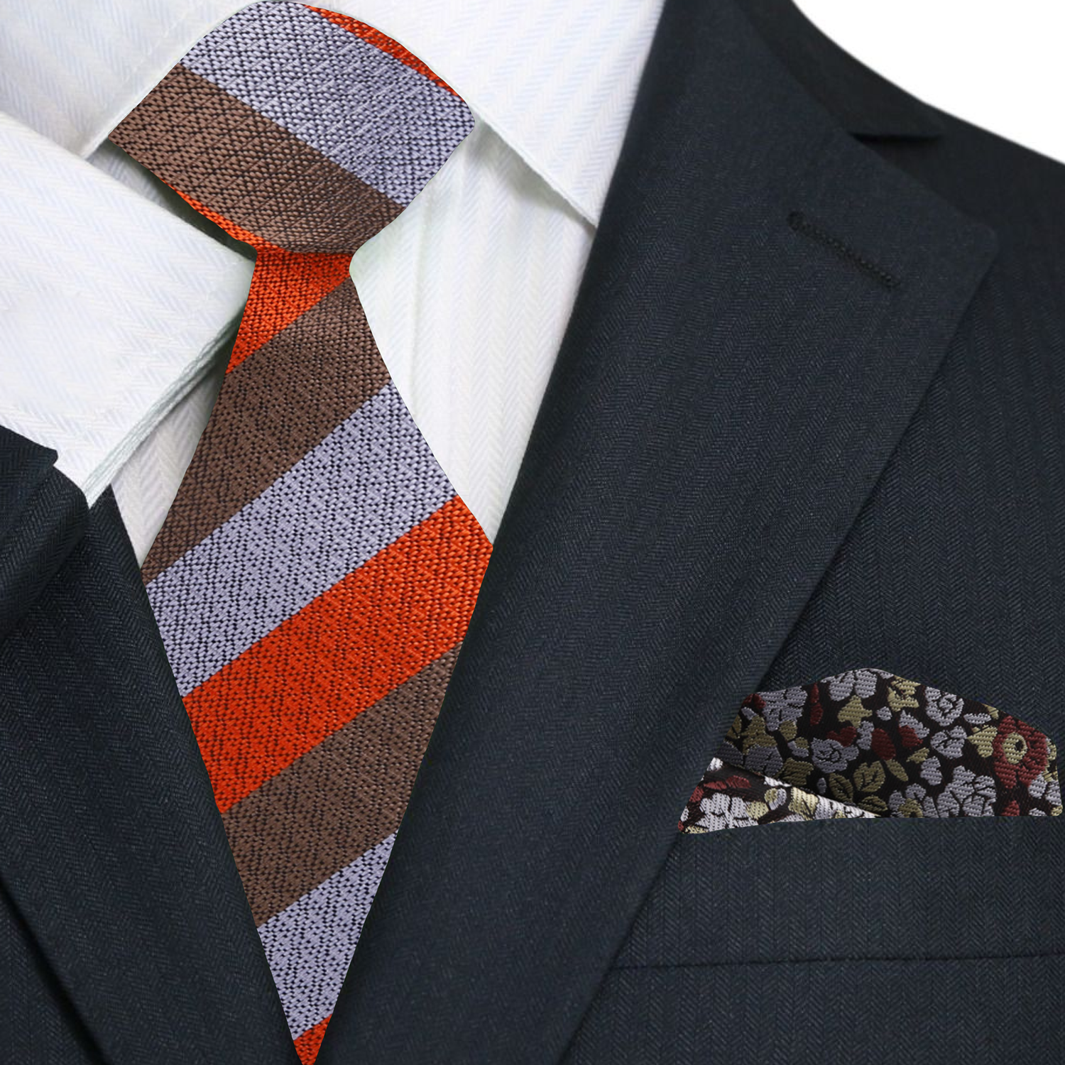 Man wearing Brenlow stripe necktie with a white dress shirt
