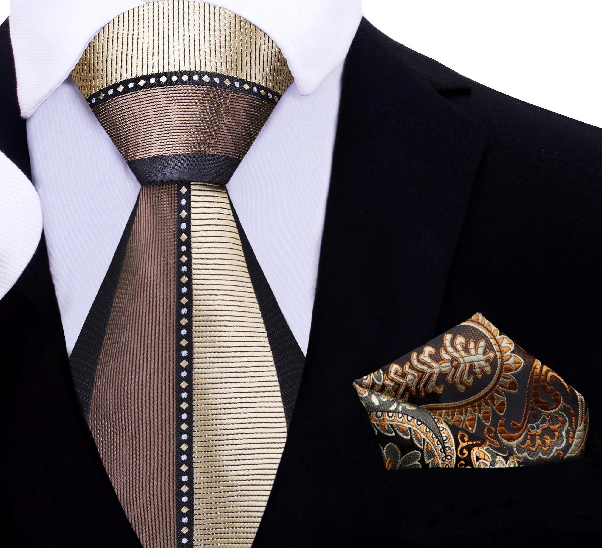 Close-up of silk necktie fabric highlighting craftsmanship and detailed design