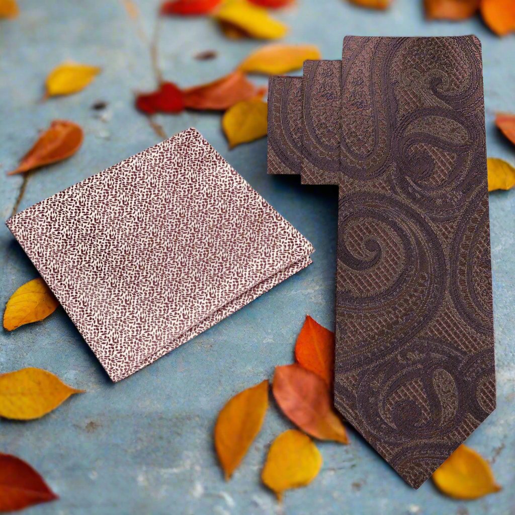 Man wearing the formal brown silk necktie with a white shirt for a professional look