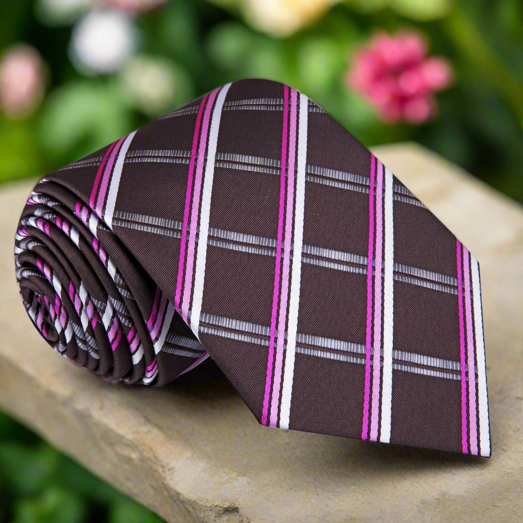 Hollingrove plaid silk tie with vibrant colors and modern patterning