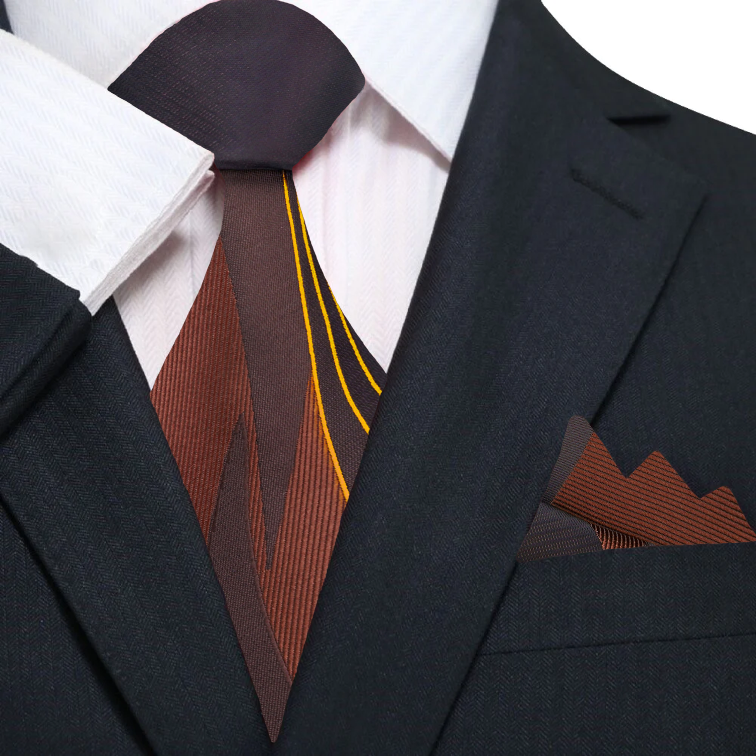 Front view of kids silk necktie with pocket square for formal occasions