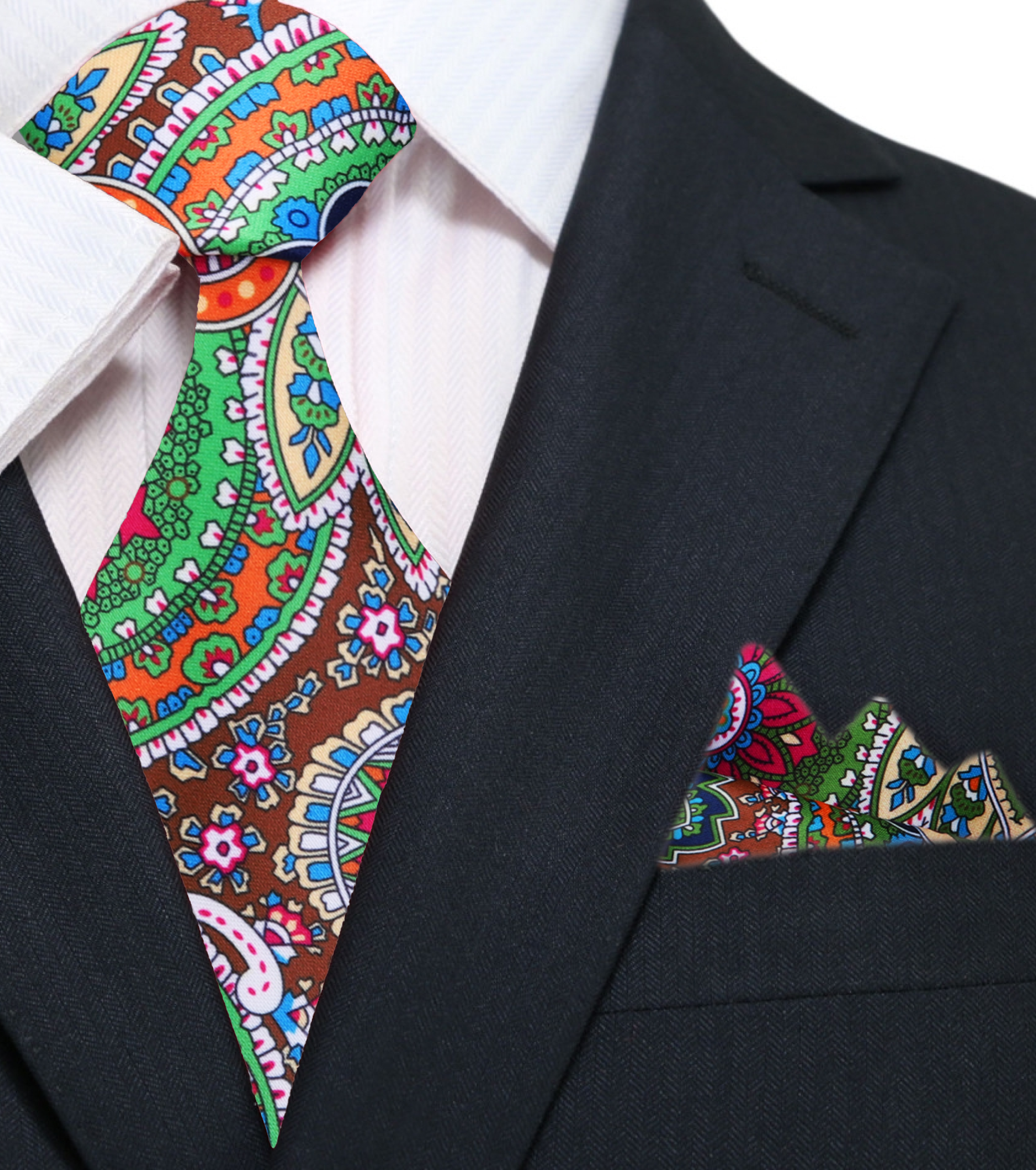 Elegant colorful paisley tie for business or wedding attire