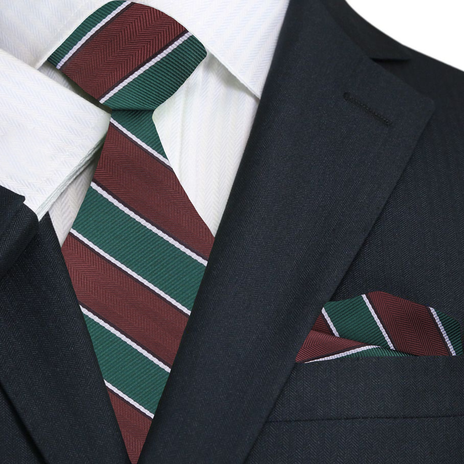 Man wearing a professional silk necktie with stripe pattern, suitable for business meetings