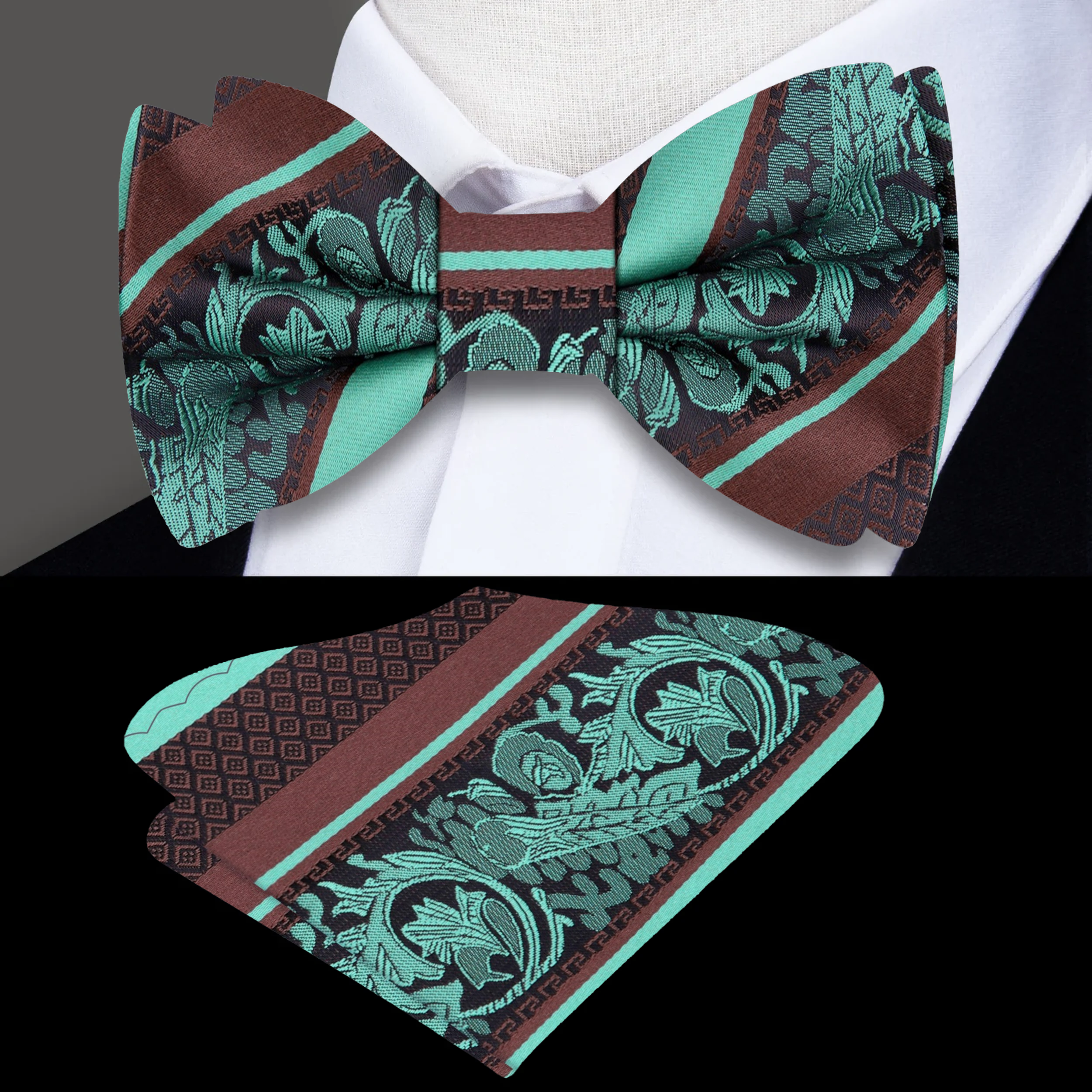 Elegant paisley bow tie in wine and brown for formal occasions