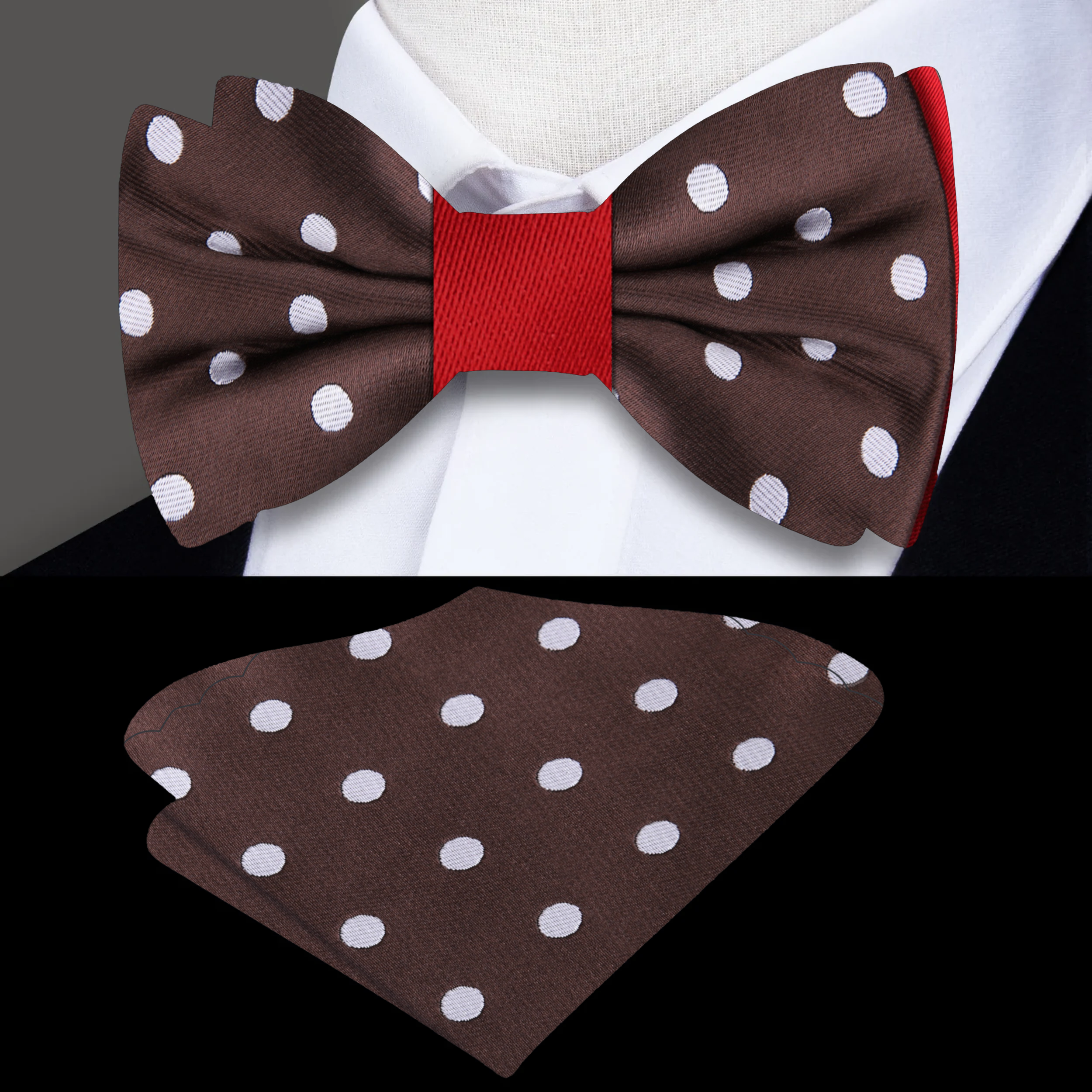Styled image of a man wearing Gryndale bow tie with a navy suit