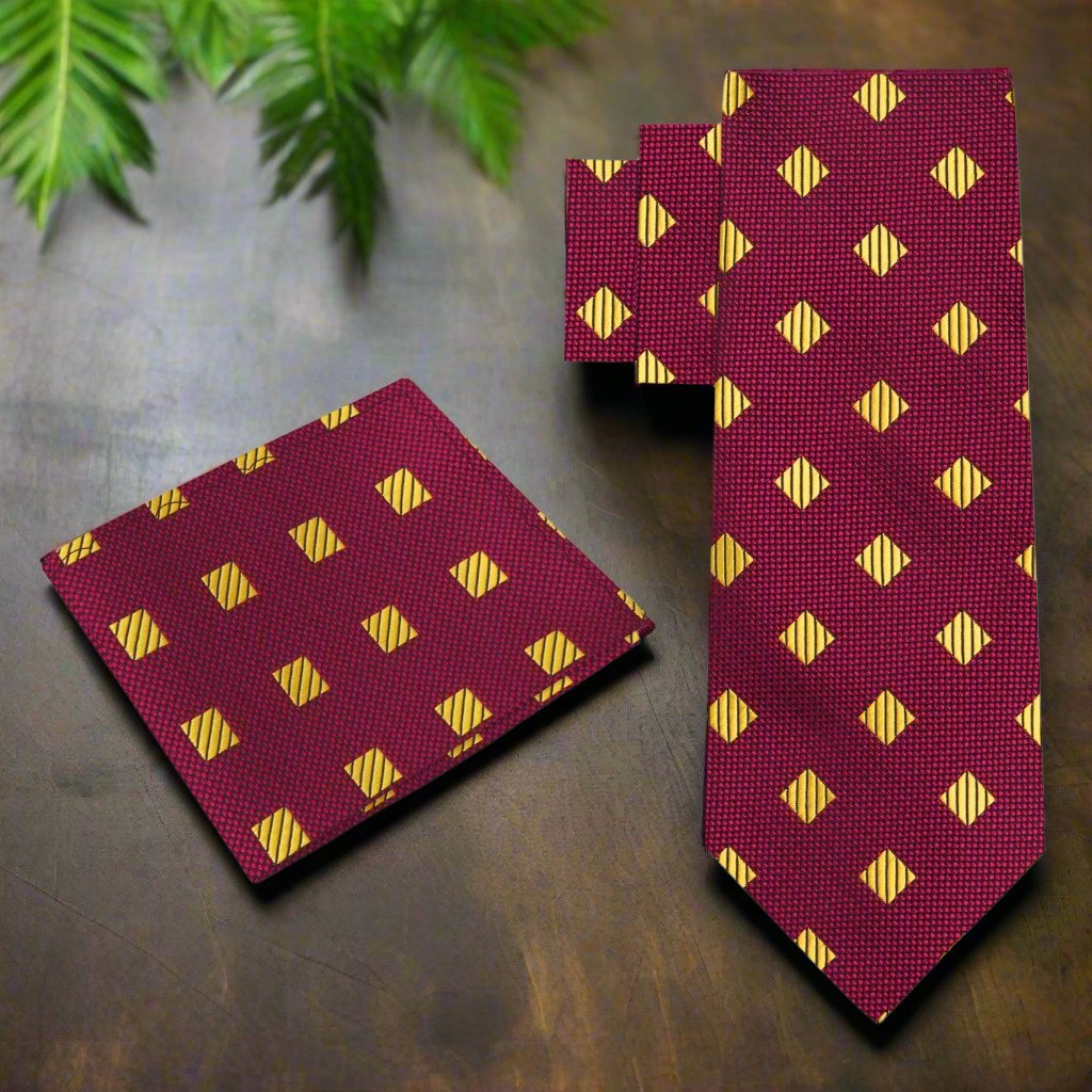 Matching pocket square with colorful tie for complete formal look