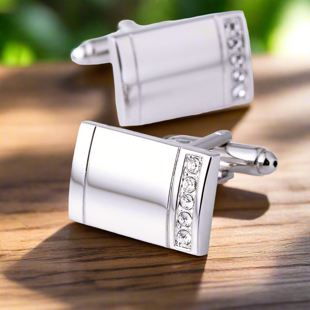 Elegant gemstone edge cufflinks with purple stones for formal wear