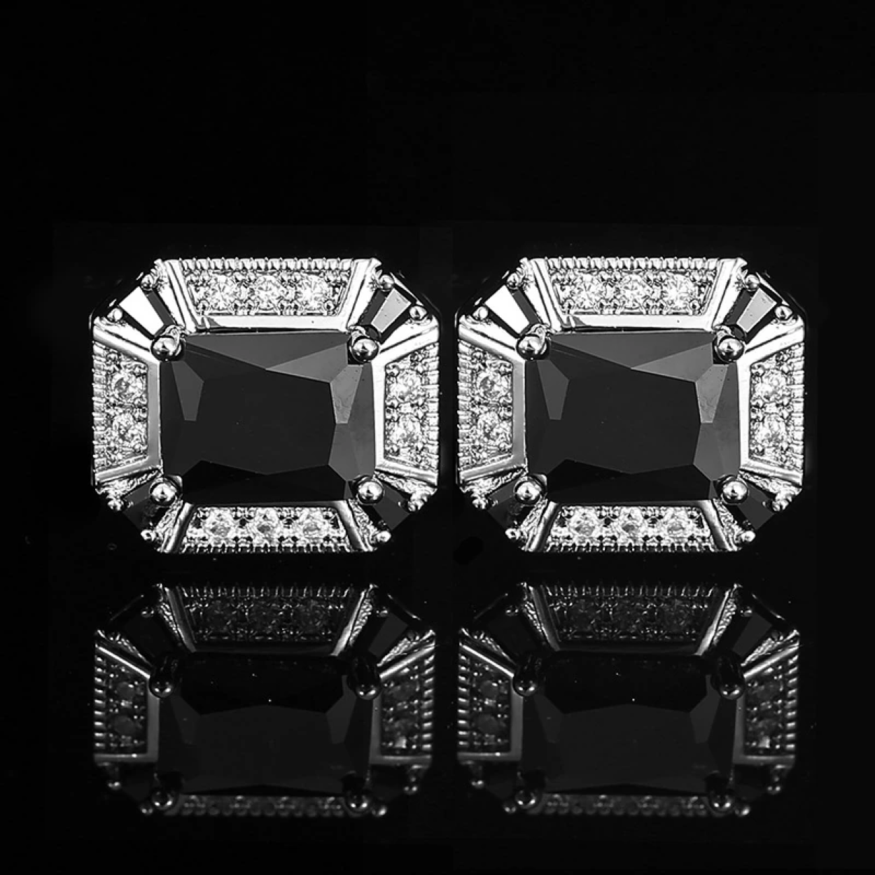 Elegant octagon luxury cufflinks with amber stones, perfect for weddings.
