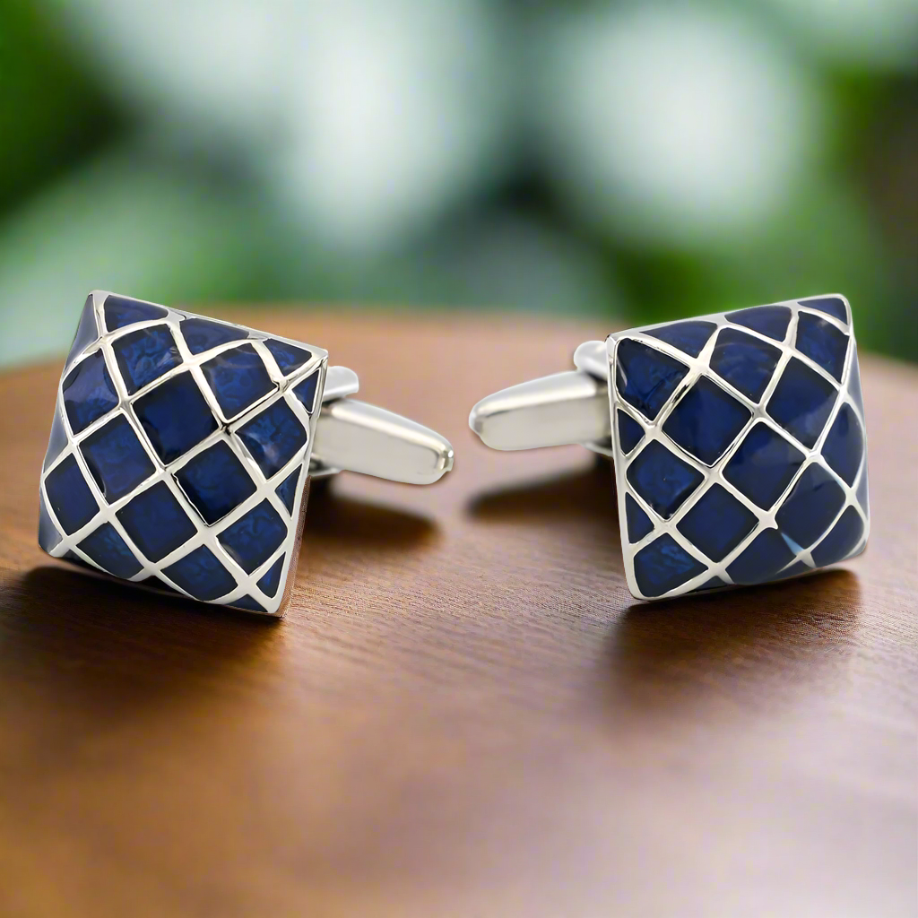 Stylish cufflinks with lined geometric design for mens accessories
