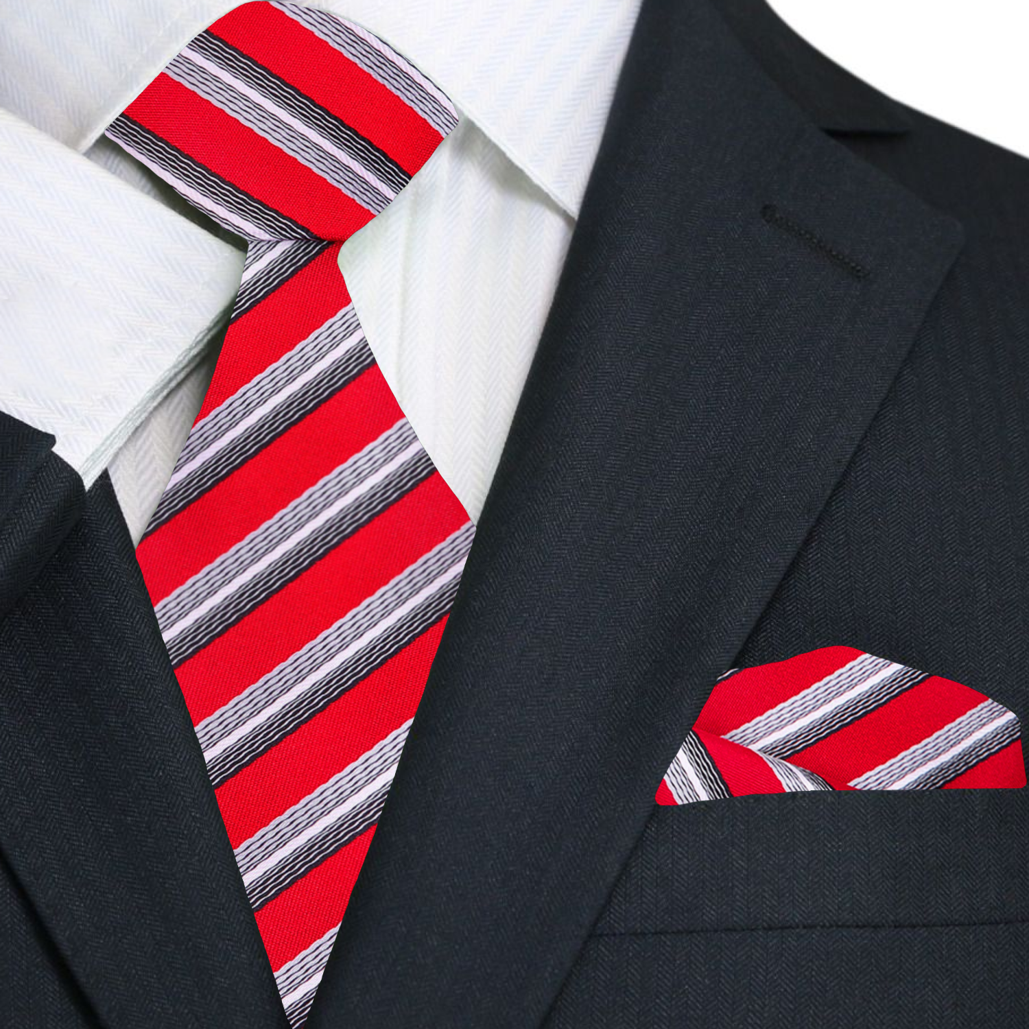 Close-up of purple and grey striped necktie, ideal for business meetings.