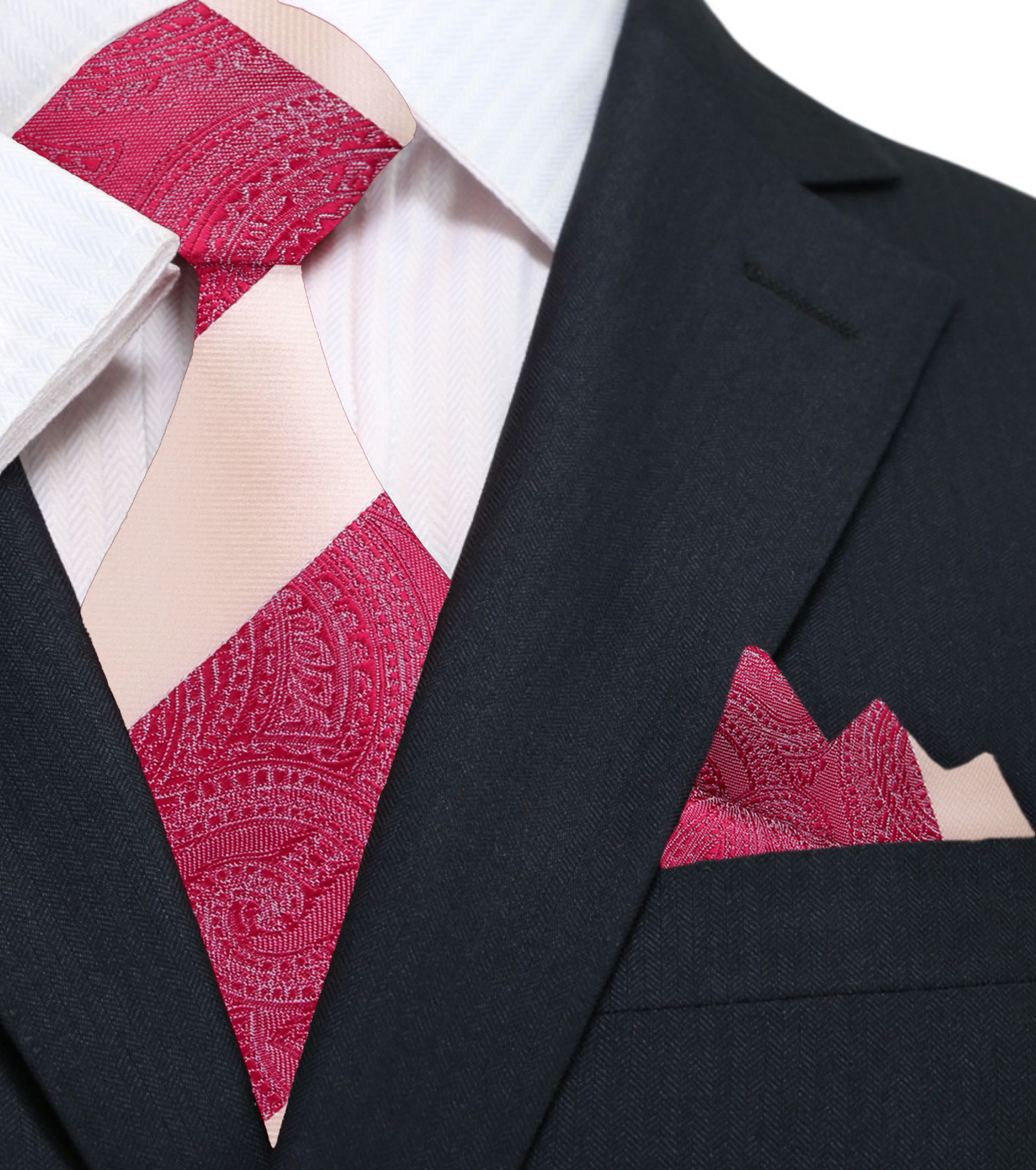 Close-up of paisley silk tie showcasing vibrant colors and intricate pattern