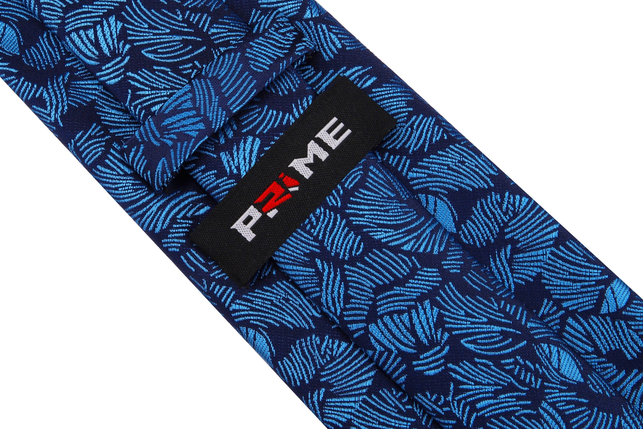 Light blue palm leaf tie for weddings with a navy suit