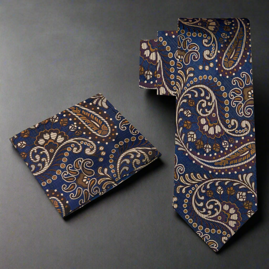 Elegant paisley necktie styled for a wedding reception