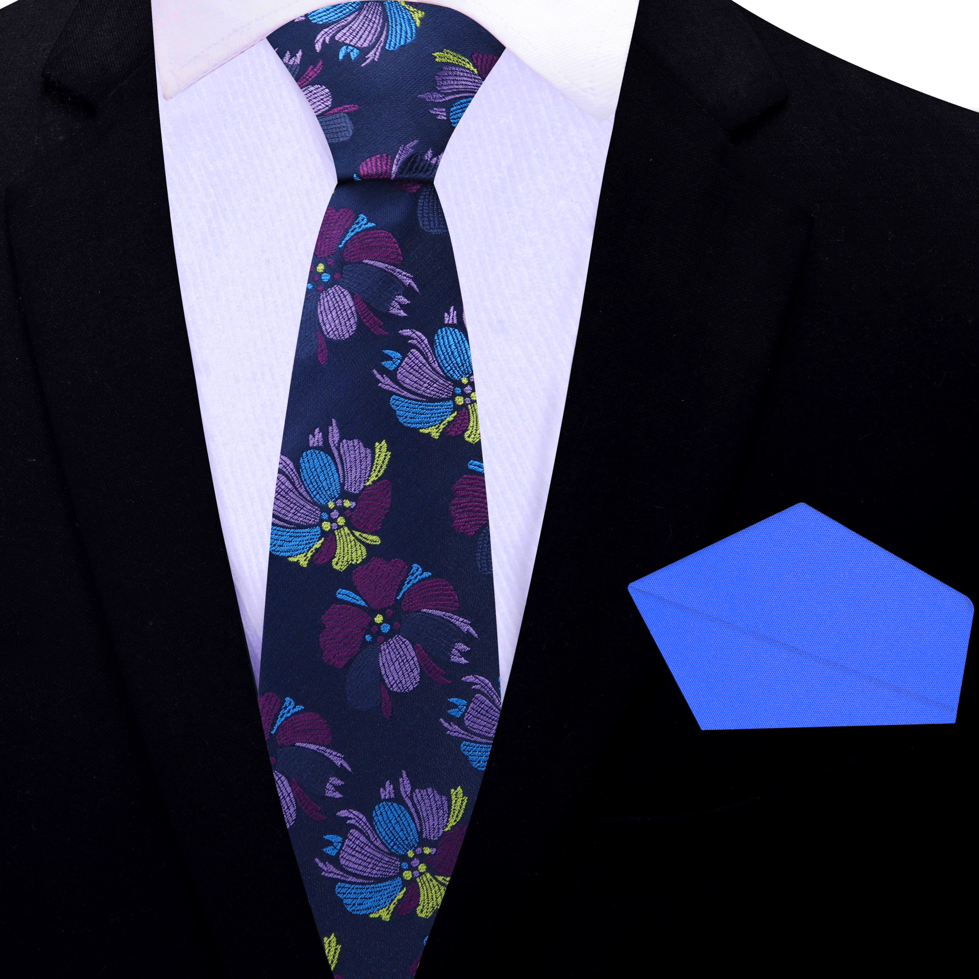 Vibrant floral pattern on a mens silk tie for weddings